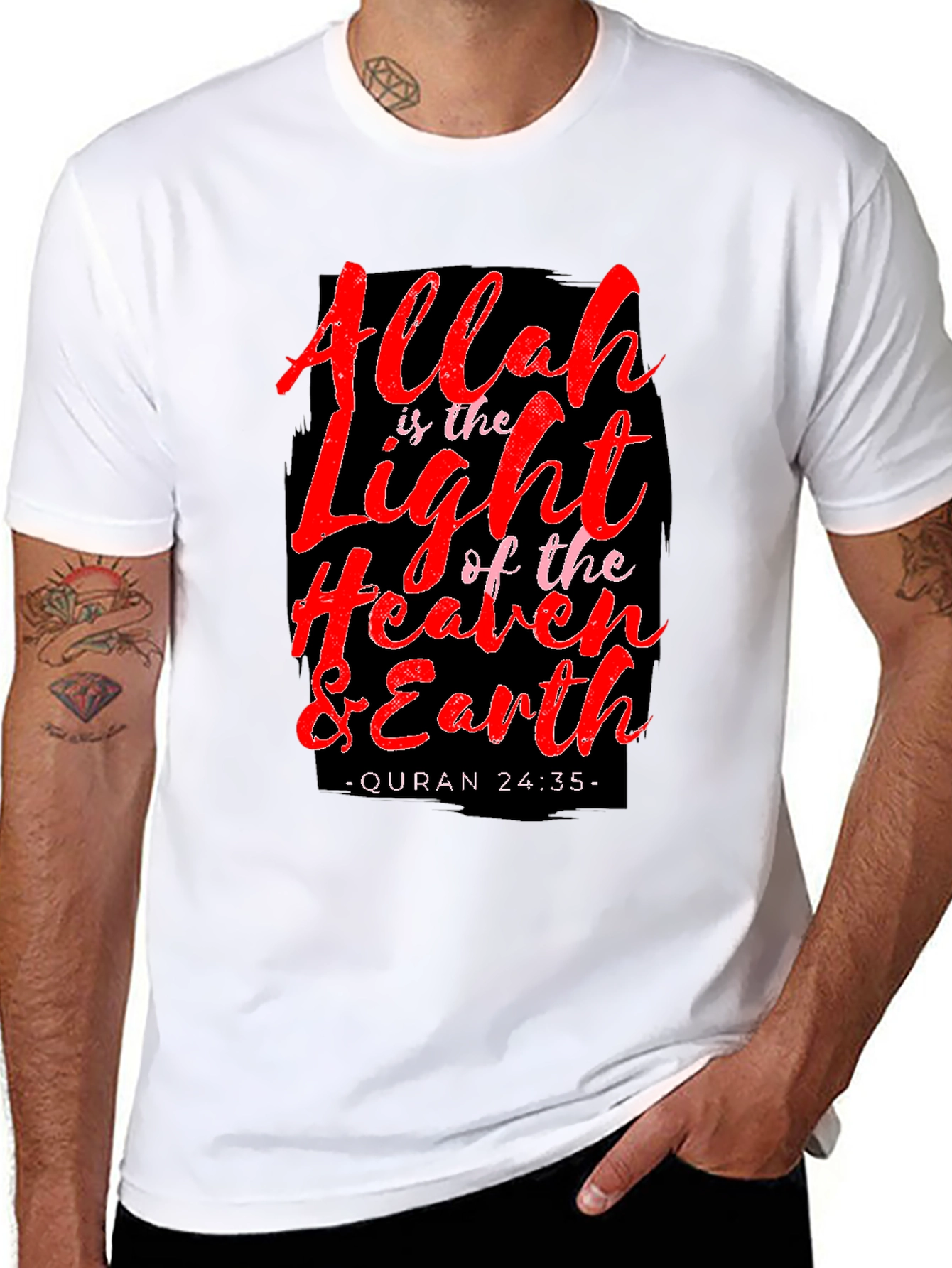 Allah Light Heaven Earth Quran Mens T-Shirt