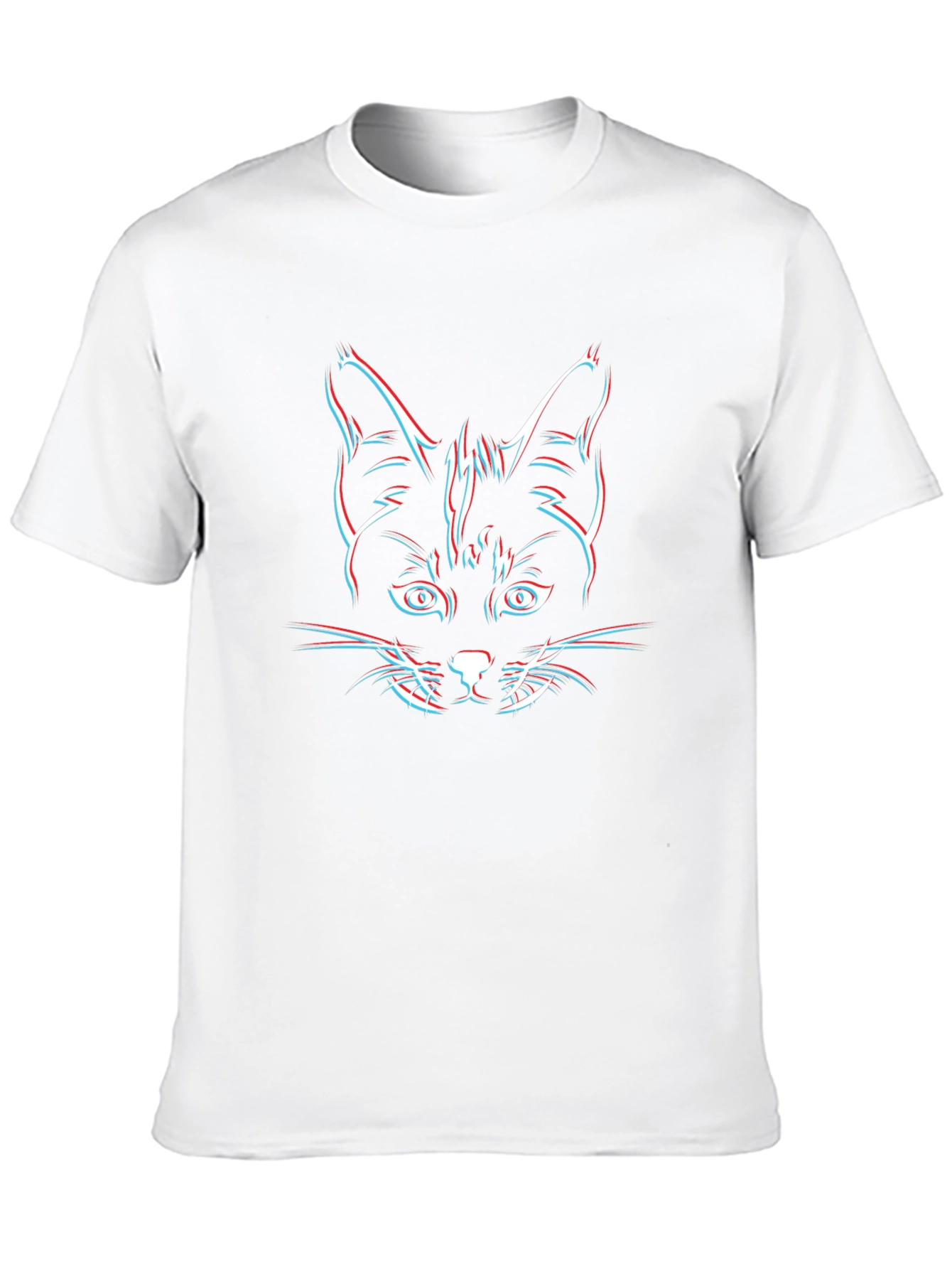 Cool Cat 3D Glitch Graphic Black T-Shirt