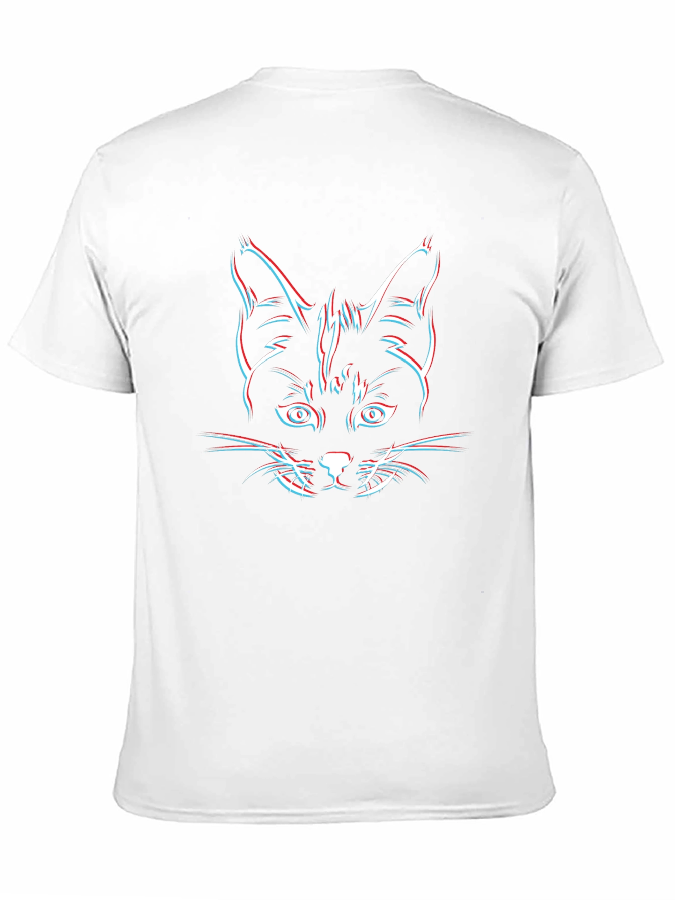 Cool Cat 3D Glitch Graphic Black T-Shirt