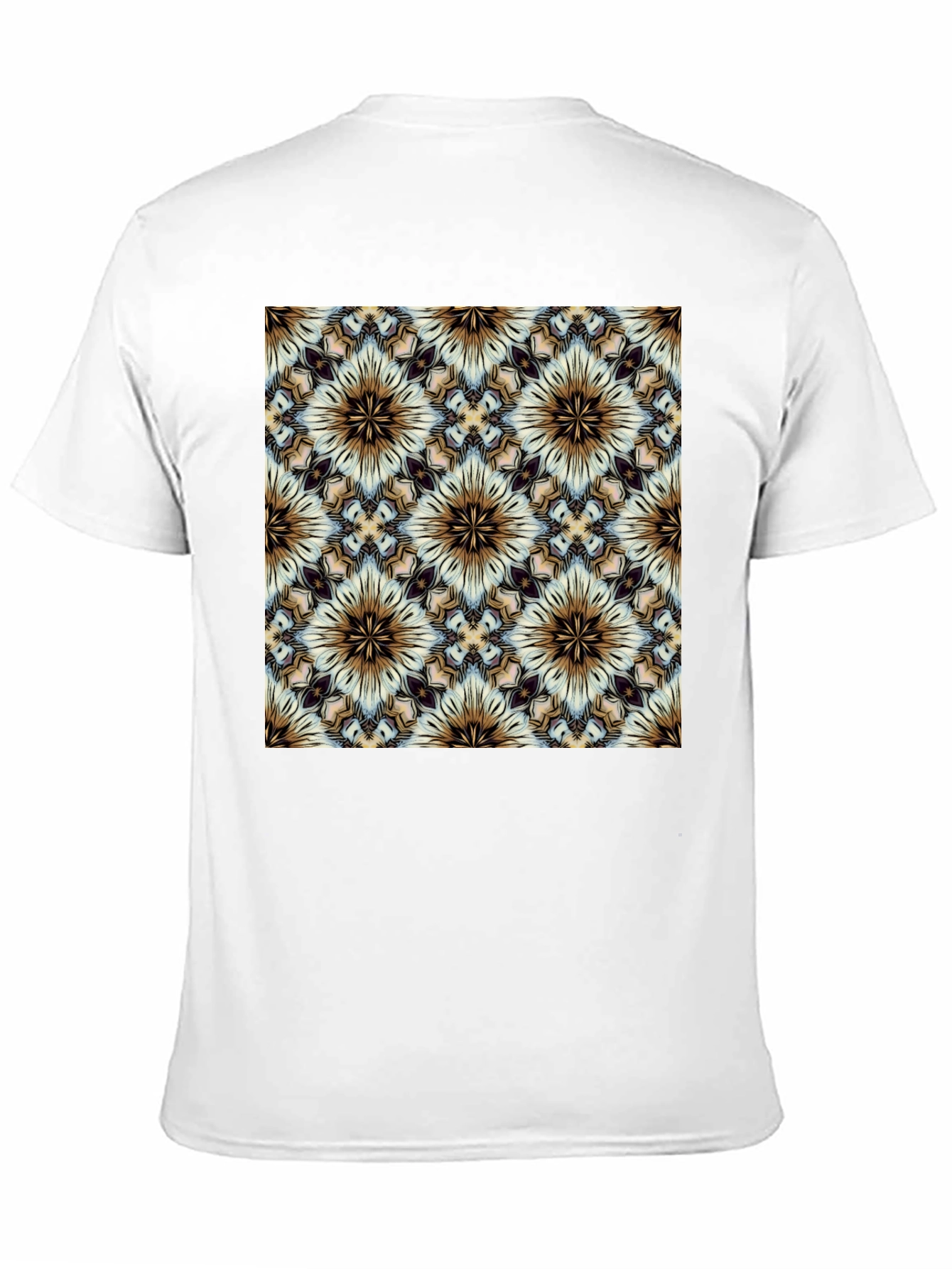 Geometric Floral Pattern Black T-Shirt