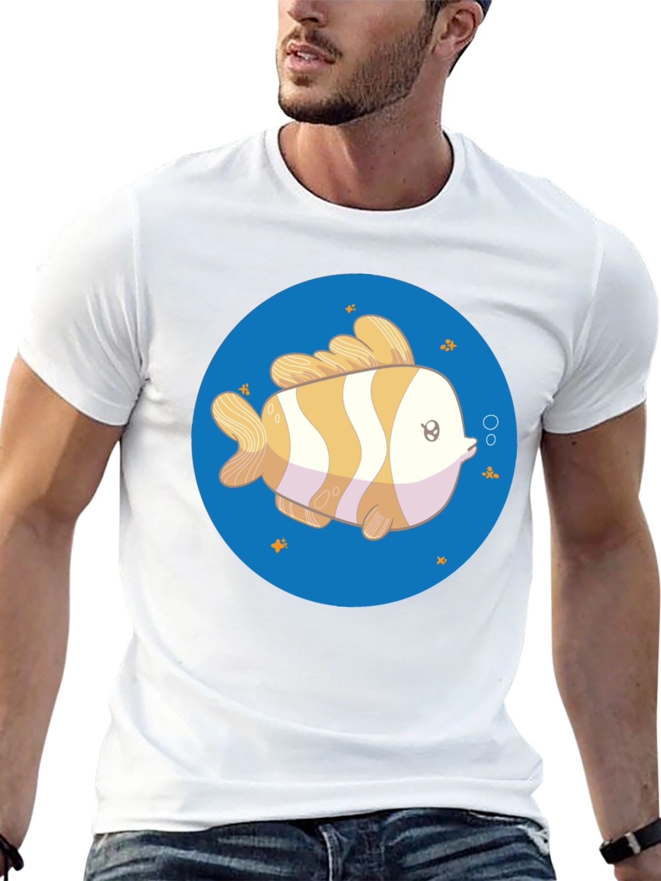 Cartoon Fish Graphic Tee - Unisex Black T-Shirt