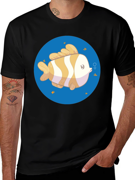 Cartoon Fish Graphic Tee - Unisex Black T-Shirt