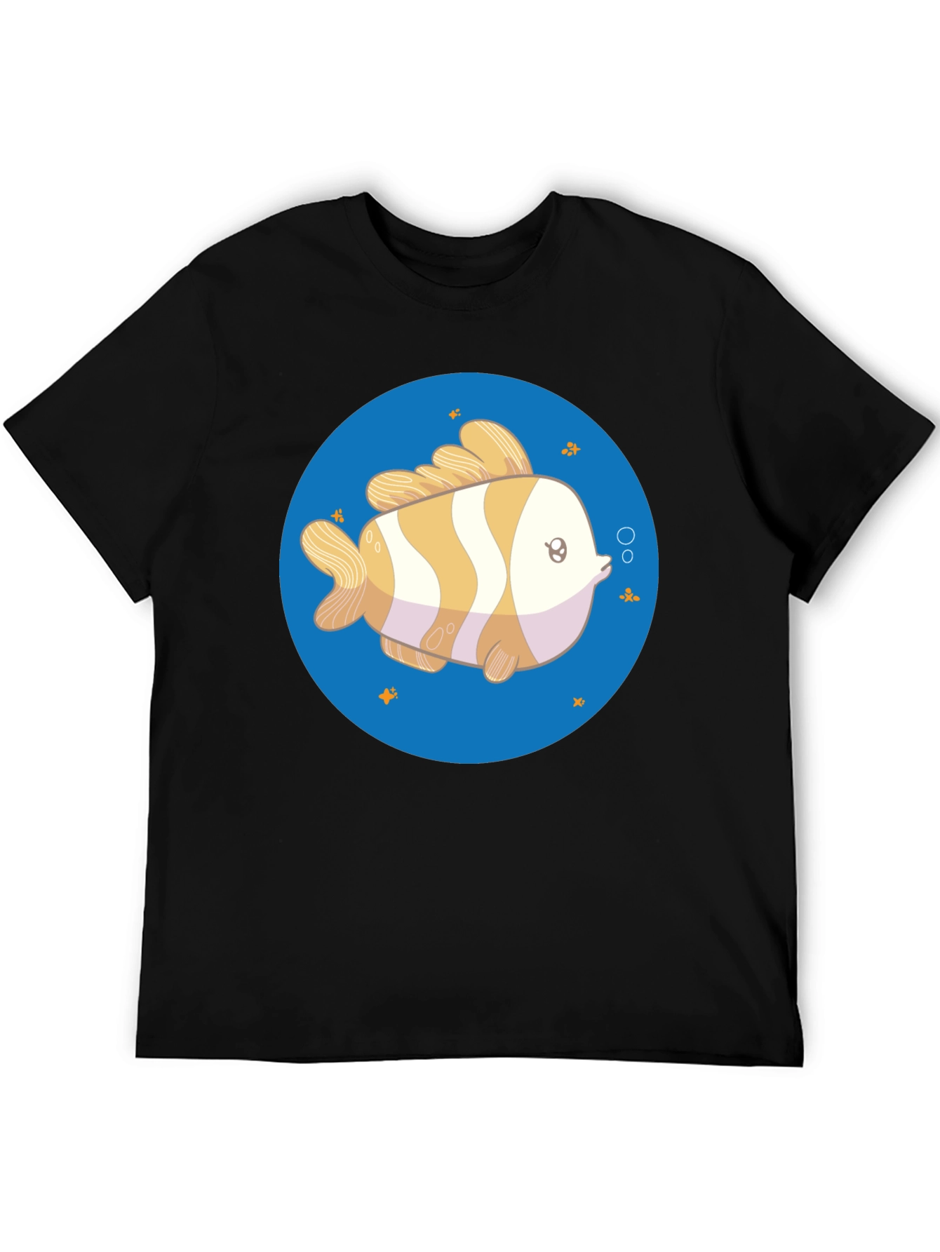 Cartoon Fish Graphic Tee - Unisex Black T-Shirt