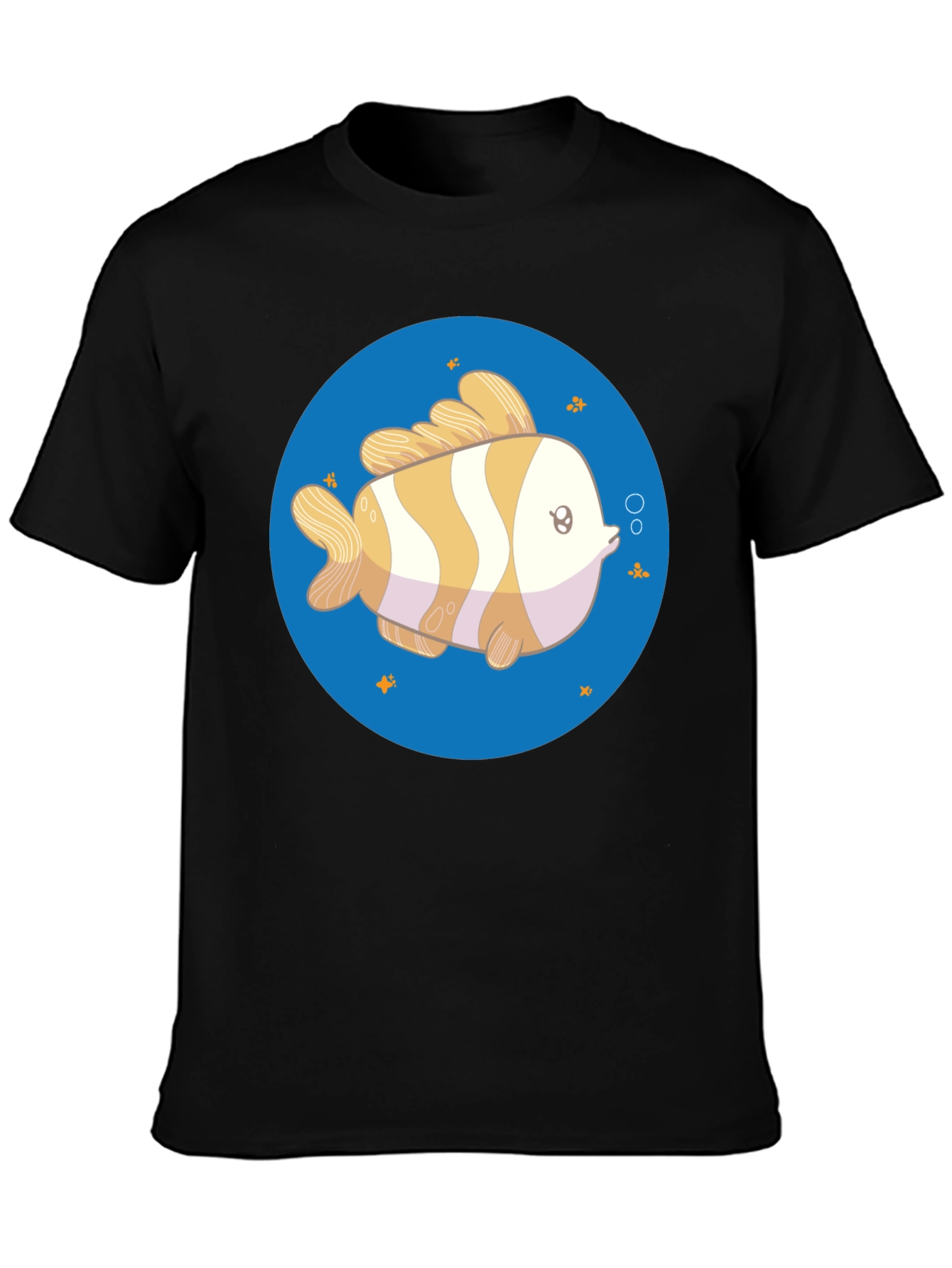 Cartoon Fish Graphic Tee - Unisex Black T-Shirt