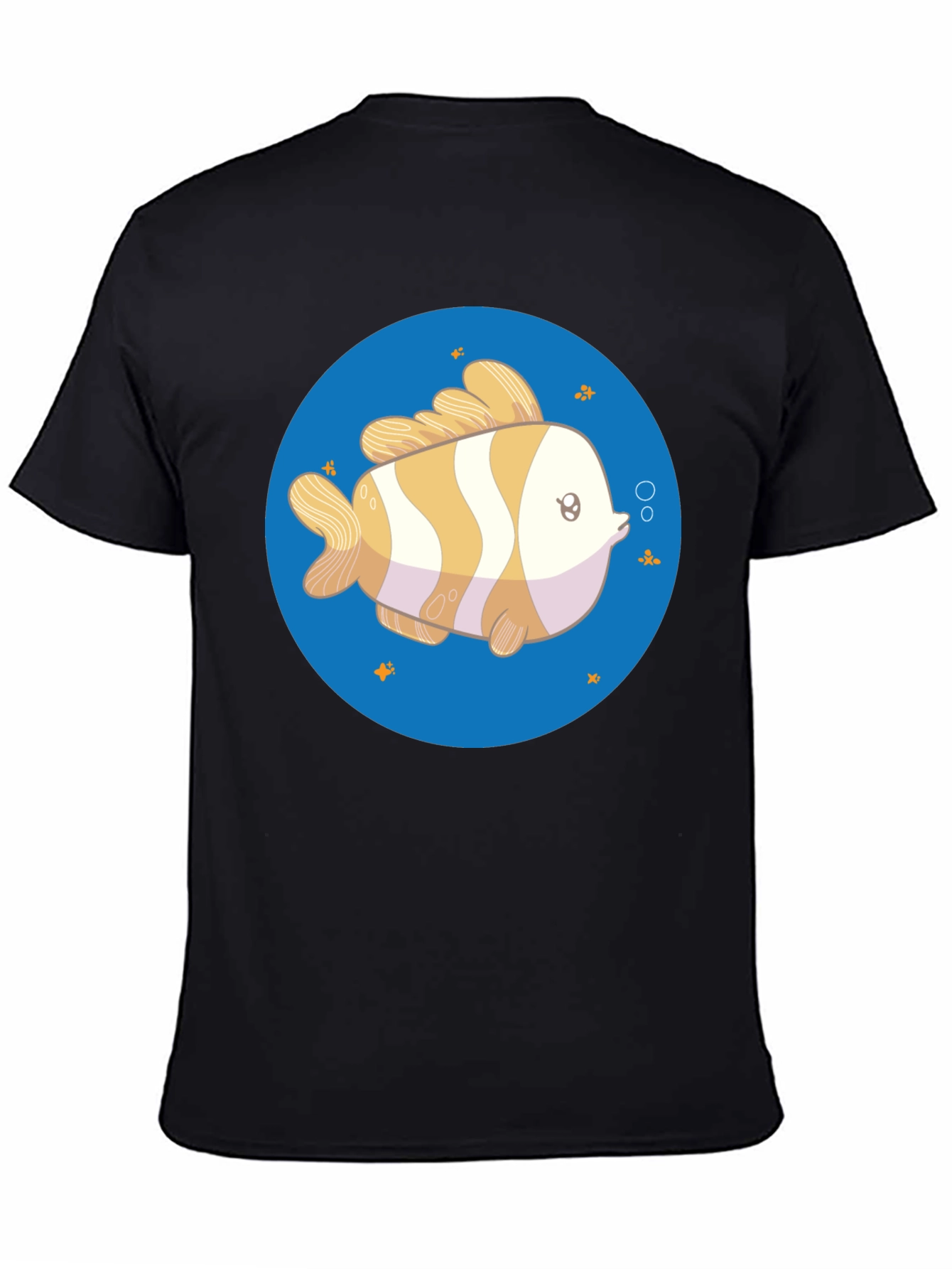 Cartoon Fish Graphic Tee - Unisex Black T-Shirt