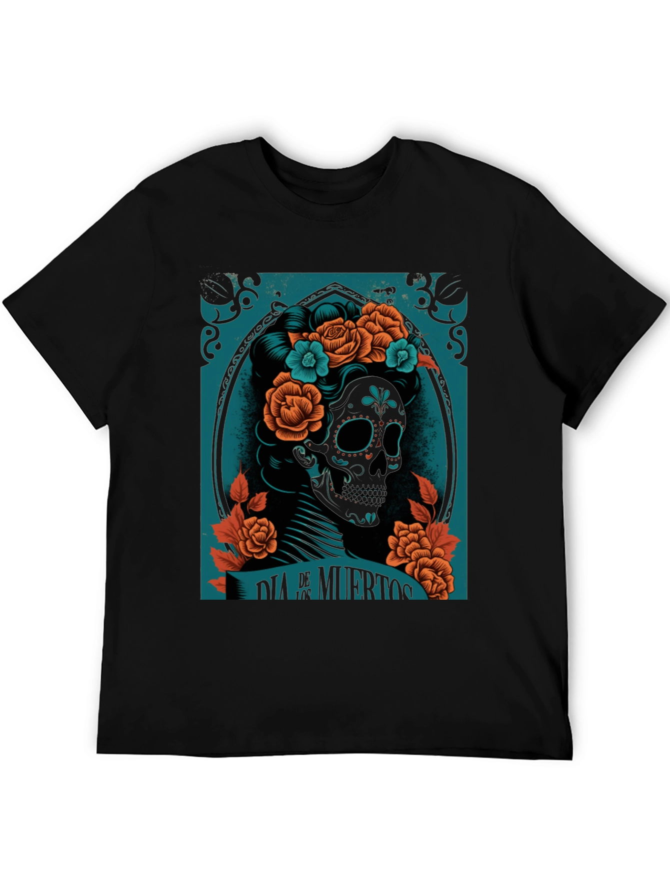 Dia de Muertos Graphic Tee - Skull & Flowers
