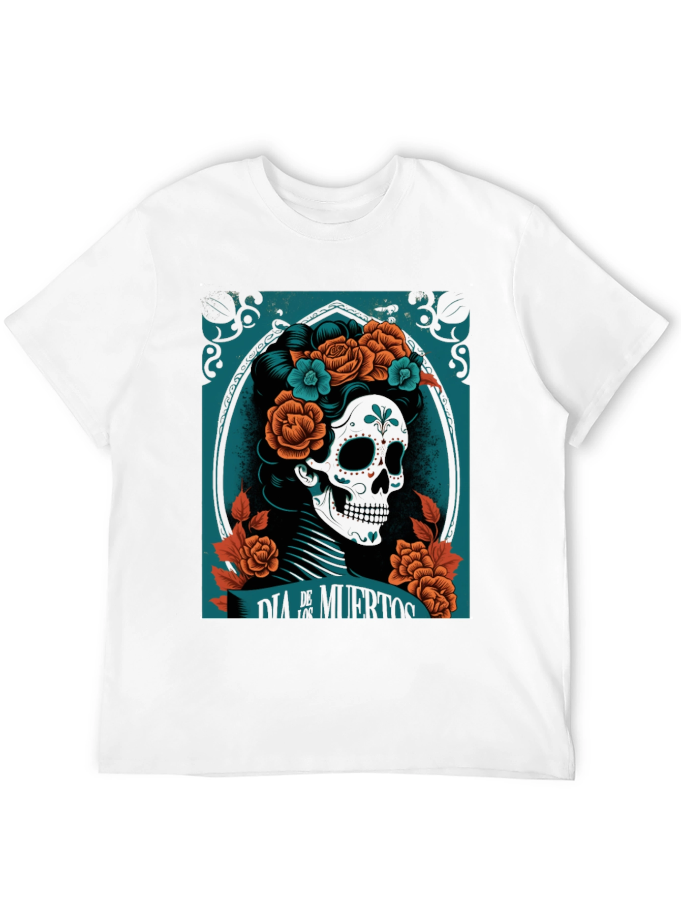 Dia de Muertos Graphic Tee - Skull & Flowers