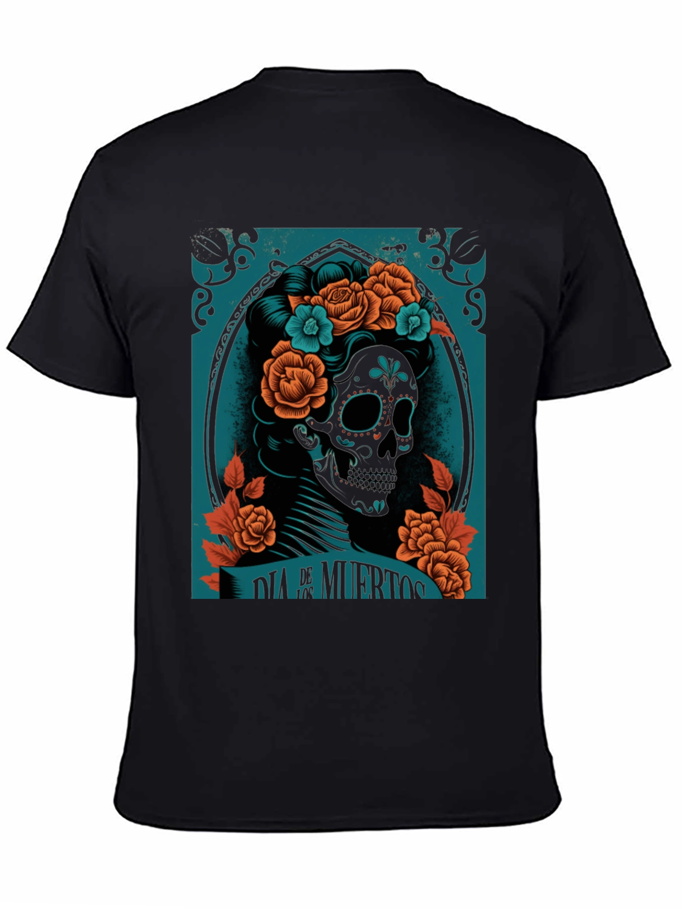 Dia de Muertos Graphic Tee - Skull & Flowers