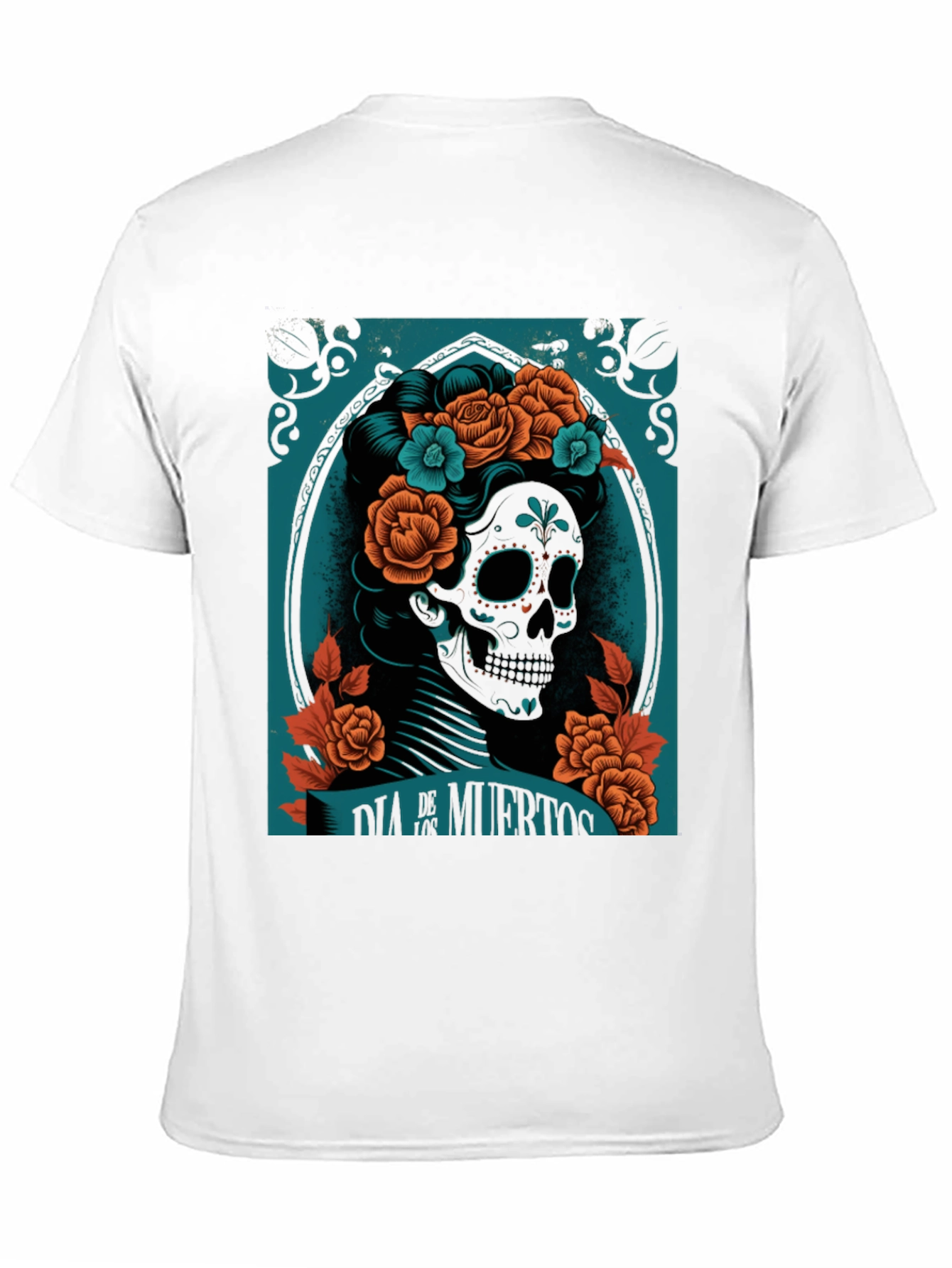 Dia de Muertos Graphic Tee - Skull & Flowers