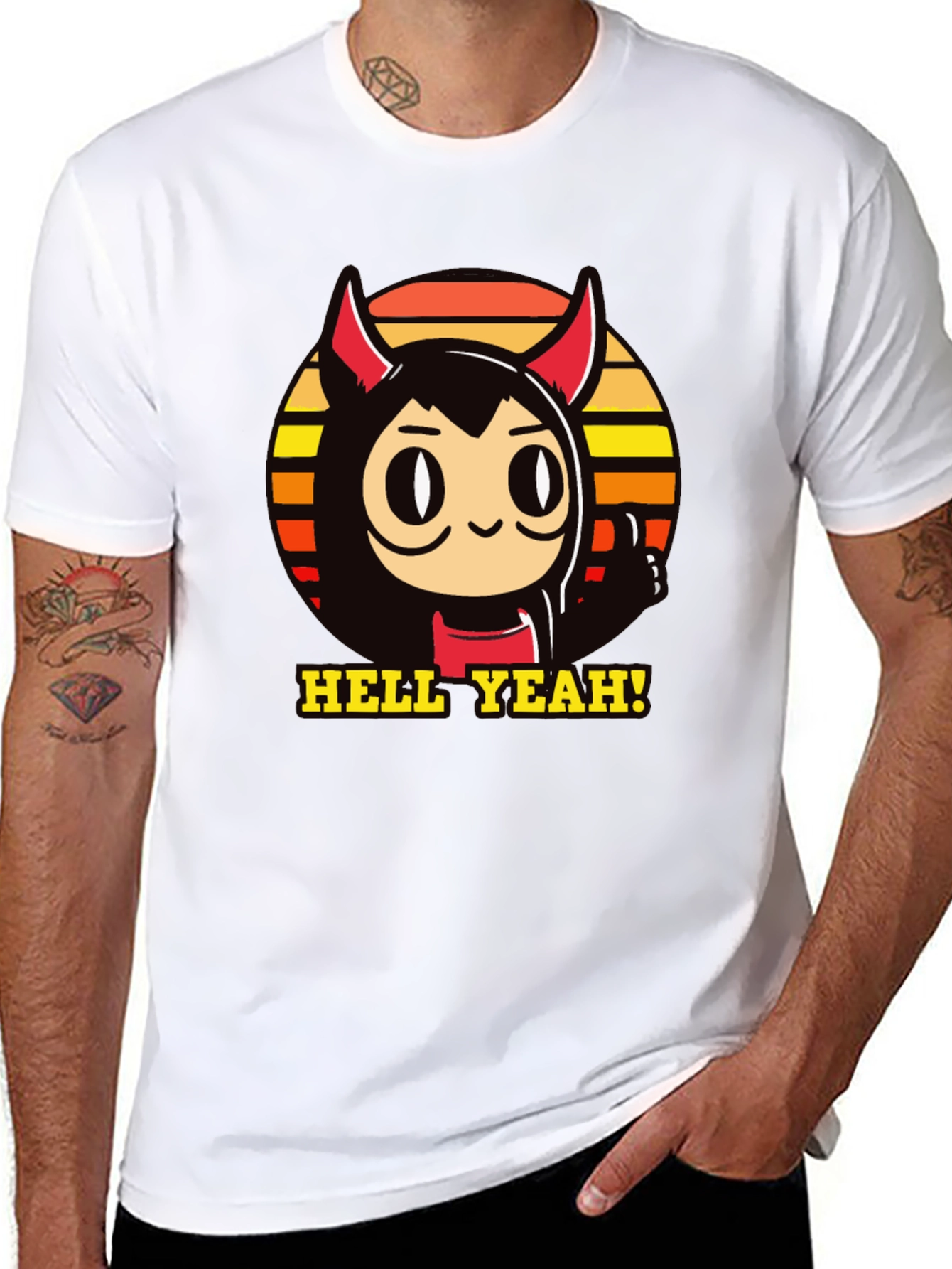Hell Yeah Devil Cartoon Graphic Tee