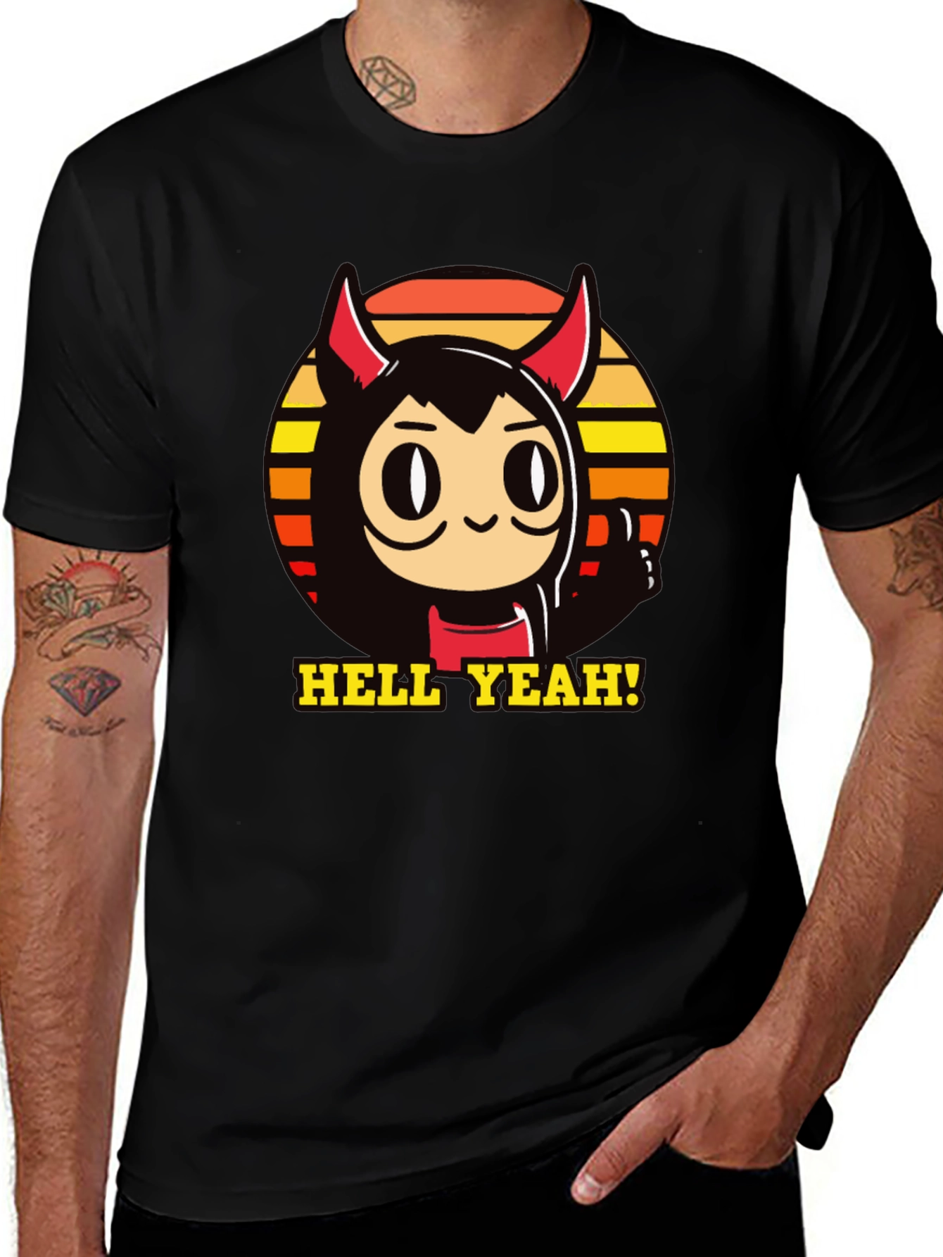 Hell Yeah Devil Cartoon Graphic Tee