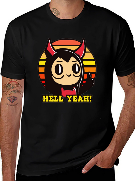 Hell Yeah Devil Cartoon Graphic Tee