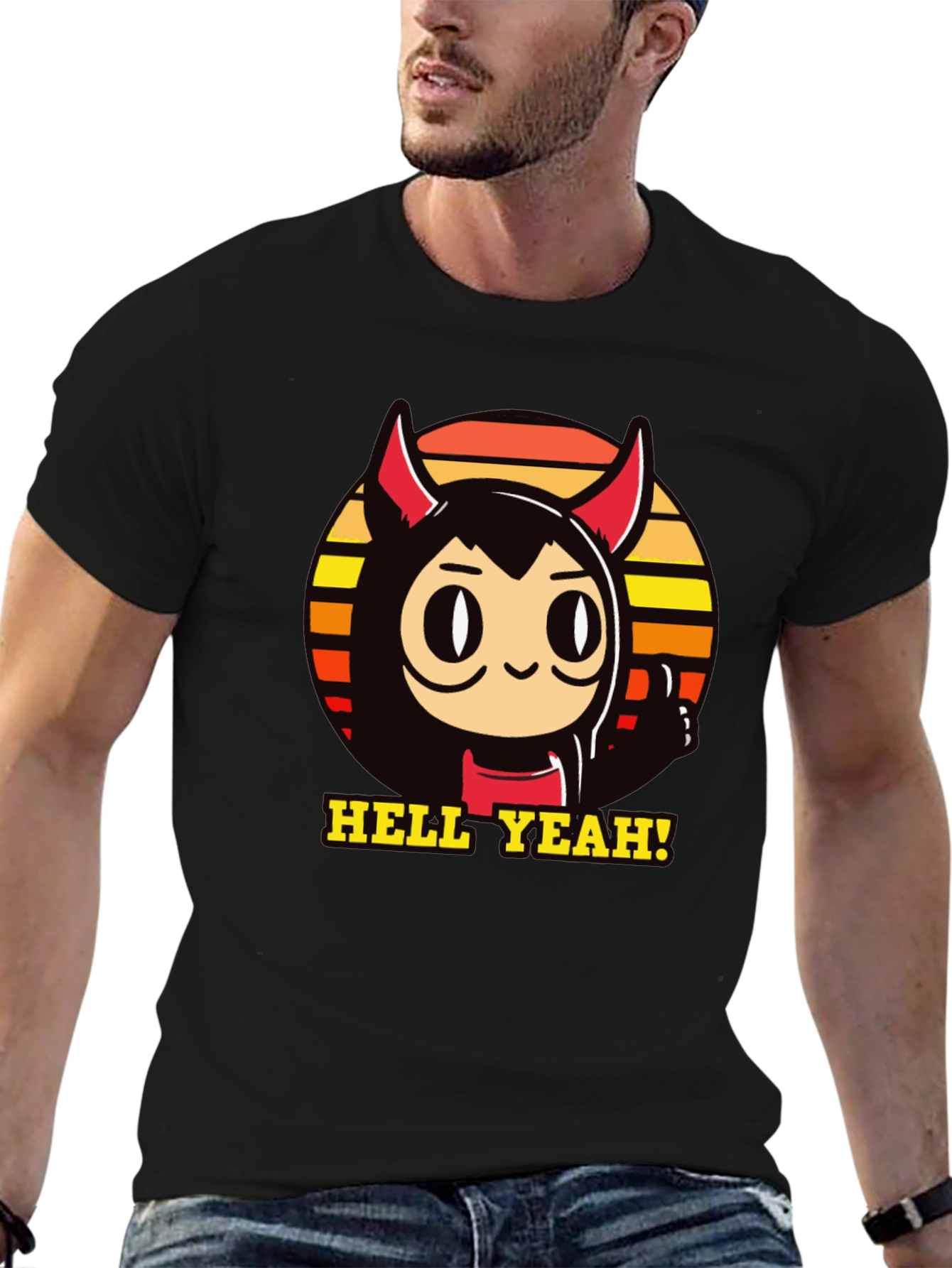 Hell Yeah Devil Cartoon Graphic Tee