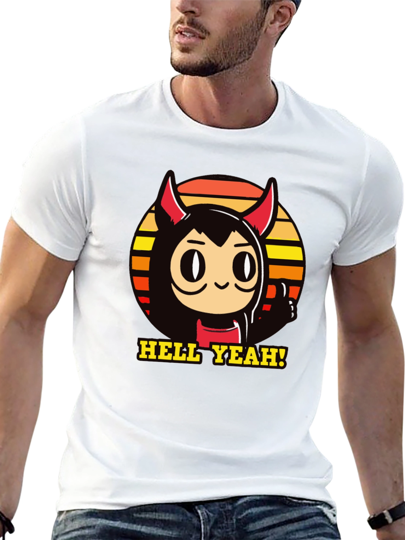 Hell Yeah Devil Cartoon Graphic Tee