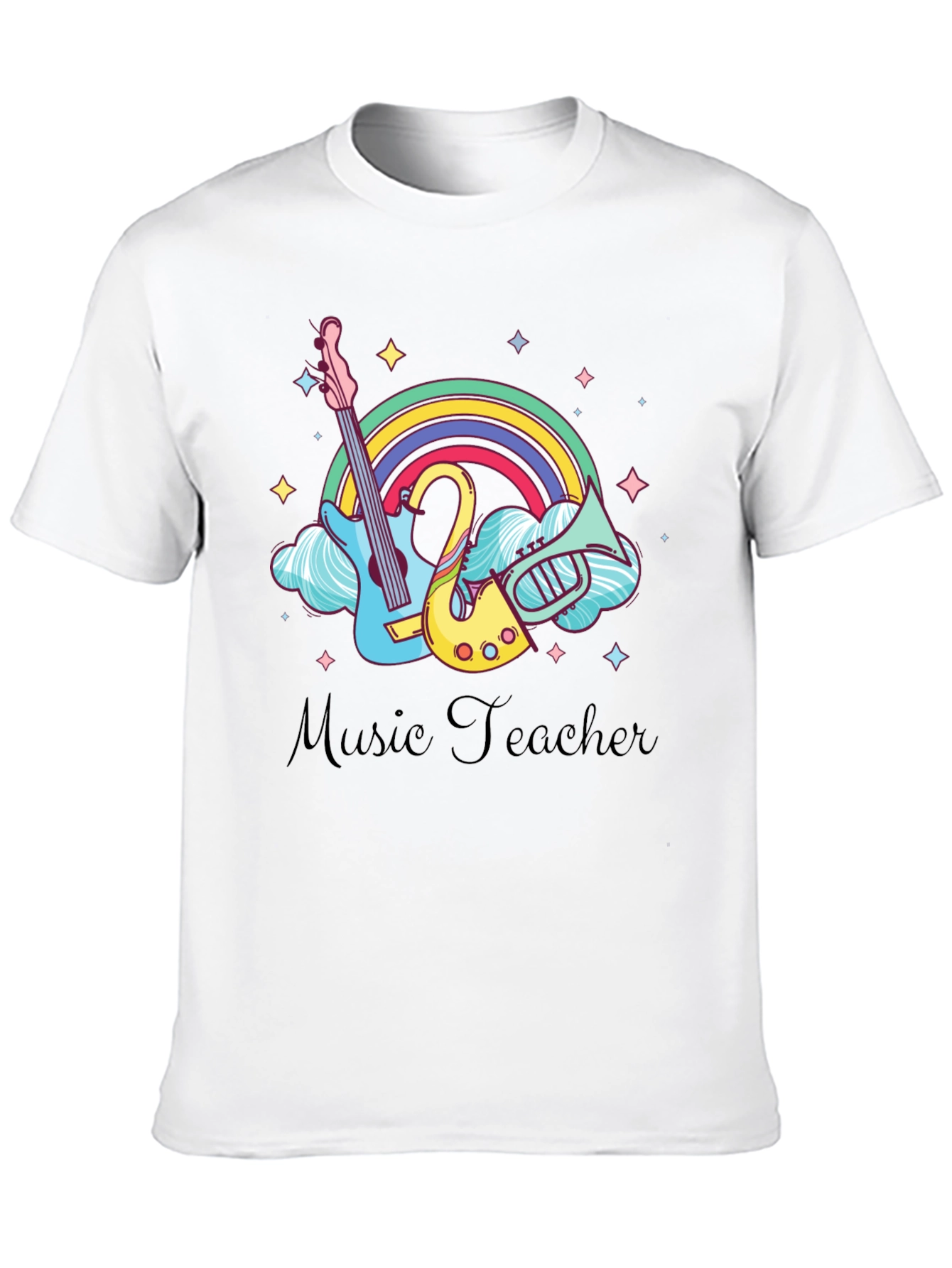 Music Teacher T-Shirt: Rainbow Music Instrument Design