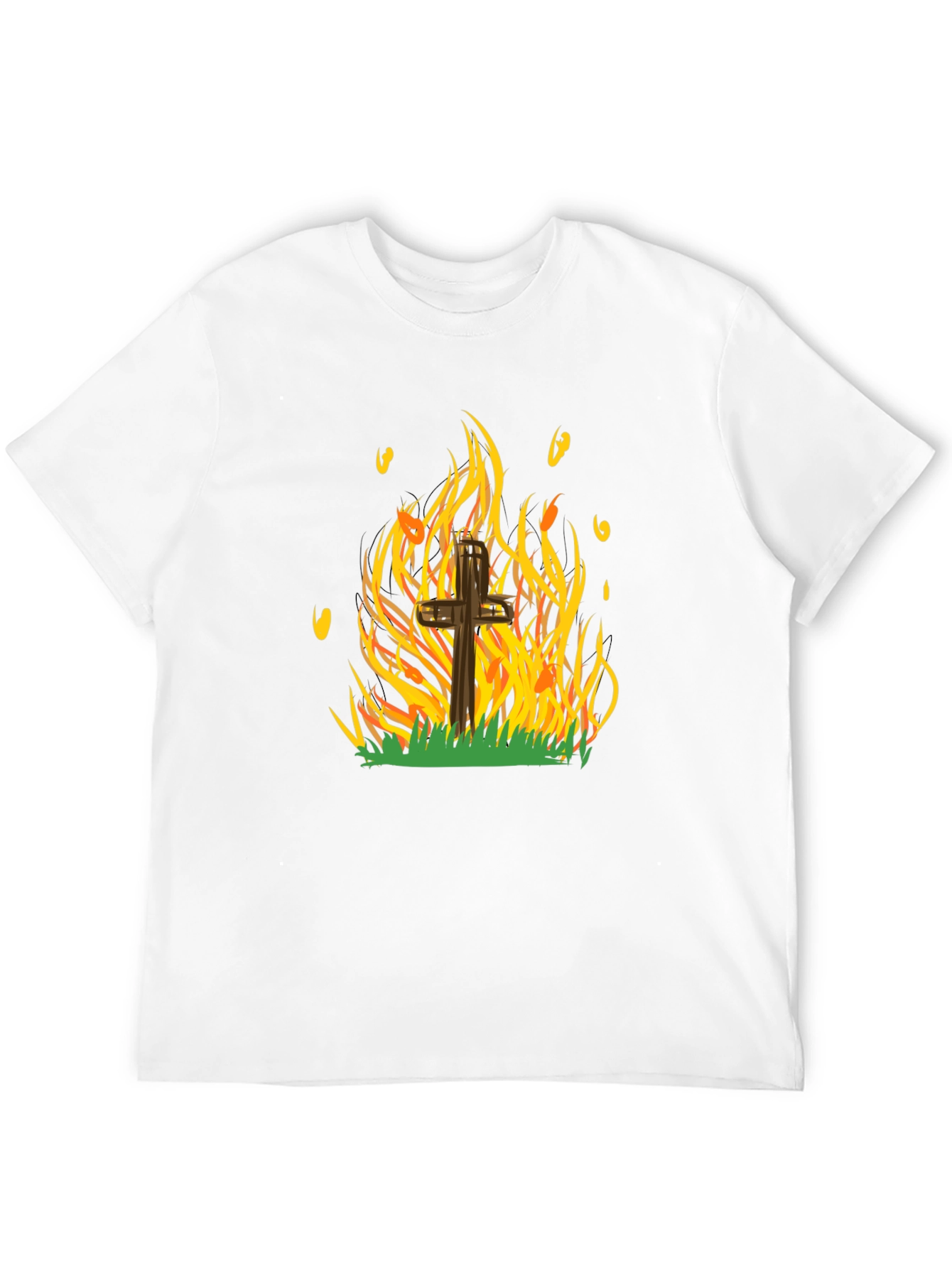 Burning Cross Graphic Tee - Bold Statement T-Shirt