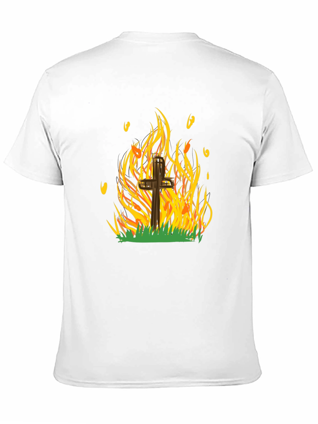 Burning Cross Graphic Tee - Bold Statement T-Shirt