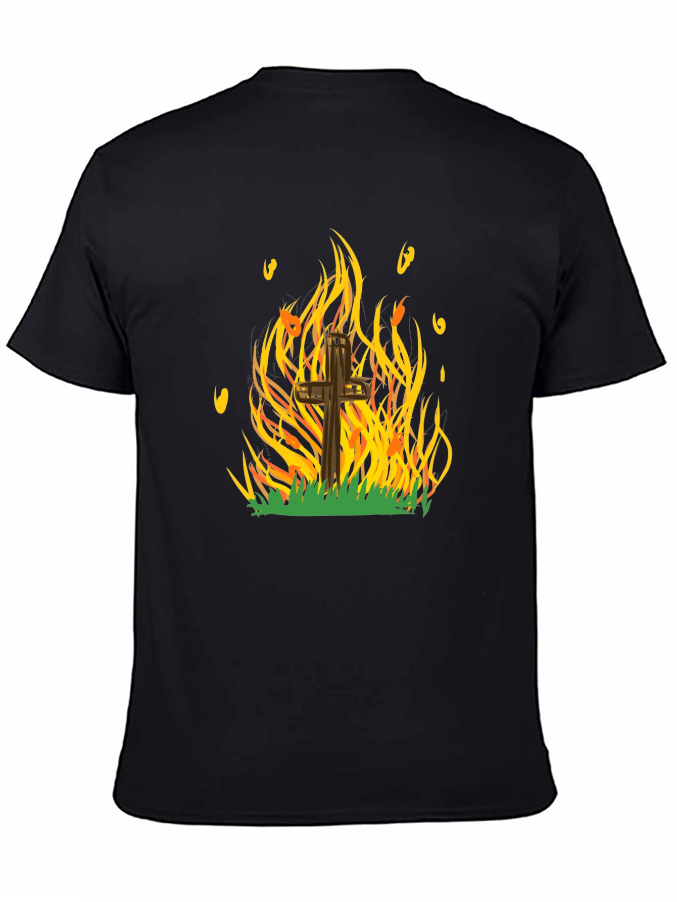 Burning Cross Graphic Tee - Bold Statement T-Shirt