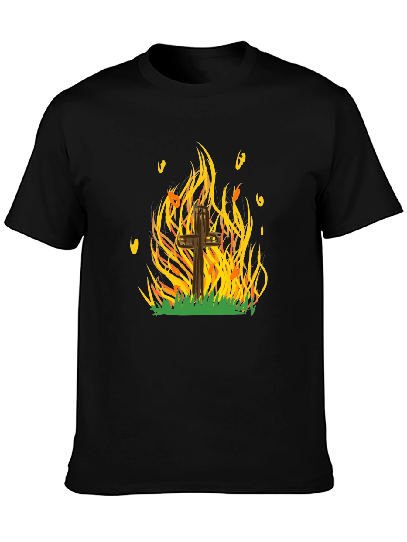 Burning Cross Graphic Tee - Bold Statement T-Shirt