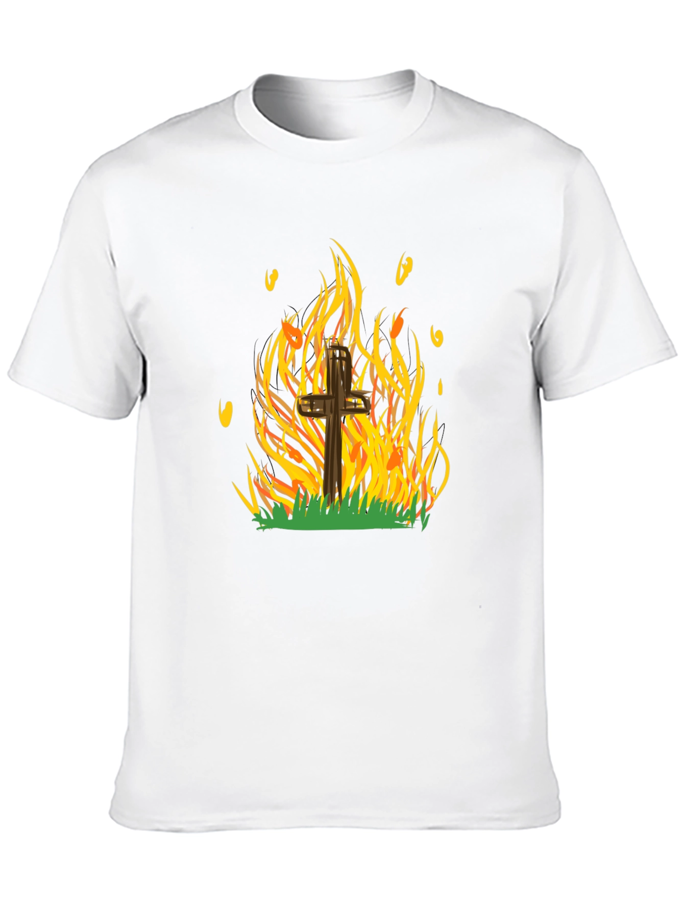 Burning Cross Graphic Tee - Bold Statement T-Shirt