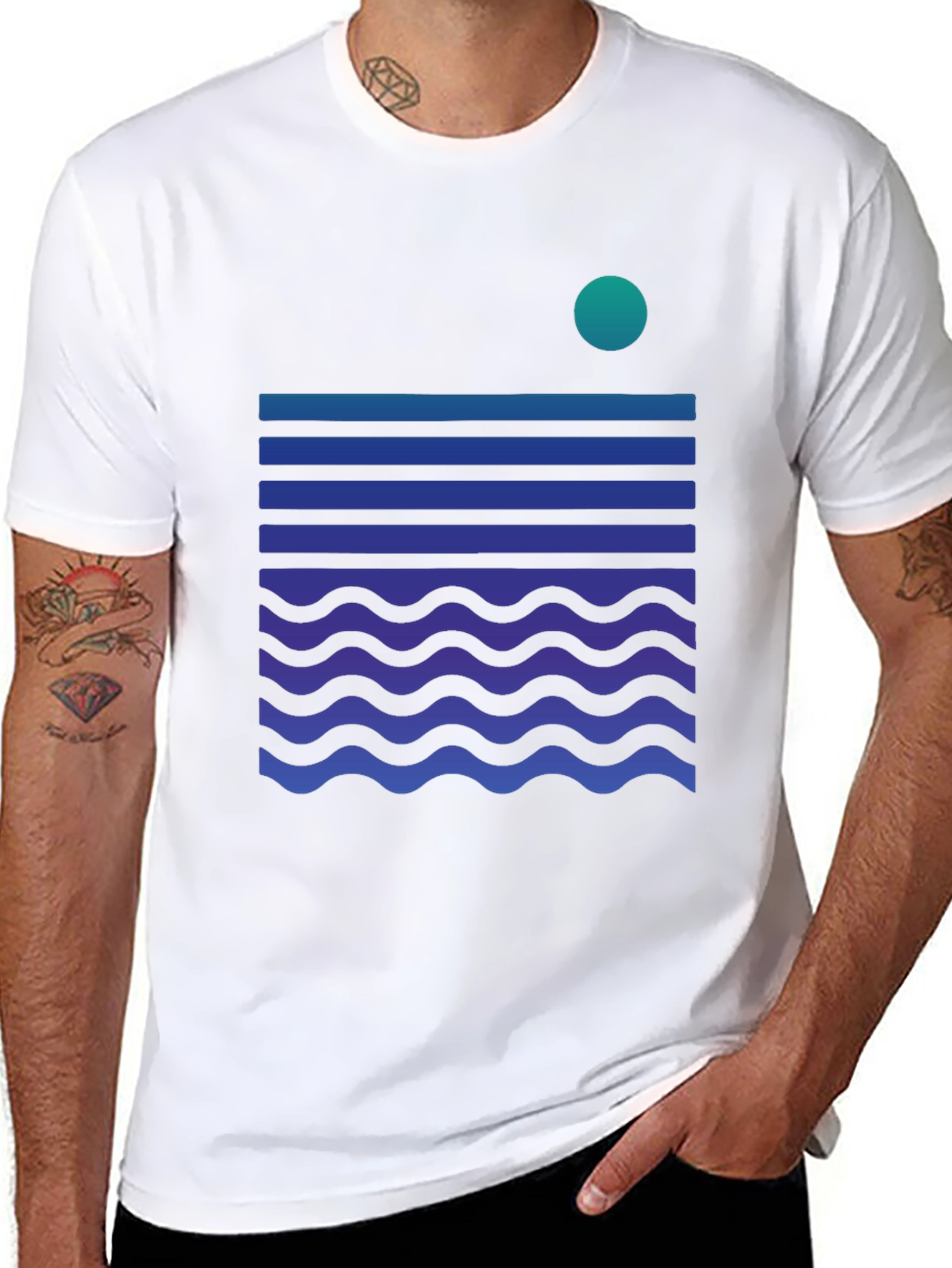 Abstract Ocean Wave Graphic Tee - Black