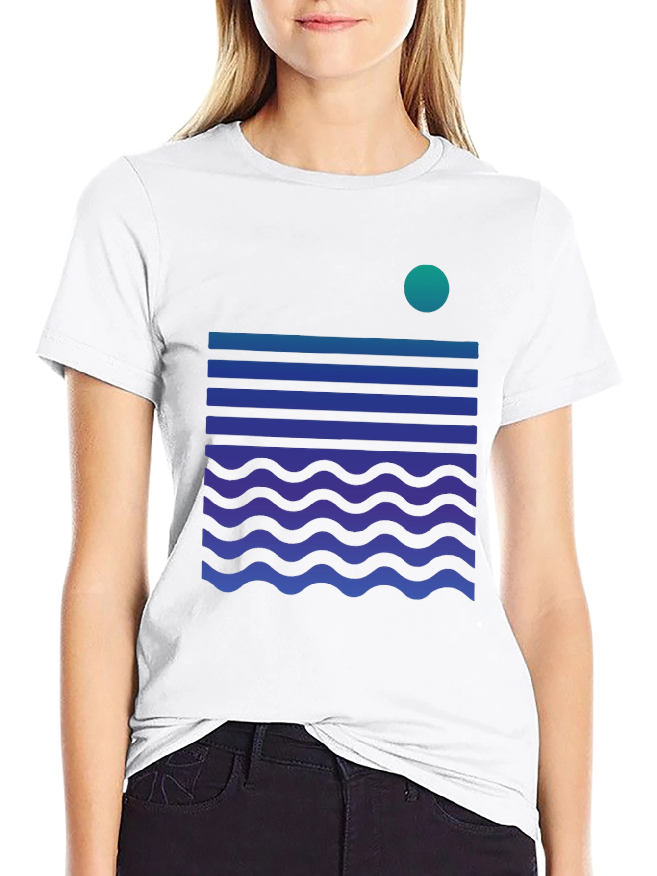 Abstract Ocean Wave Graphic Tee - Black
