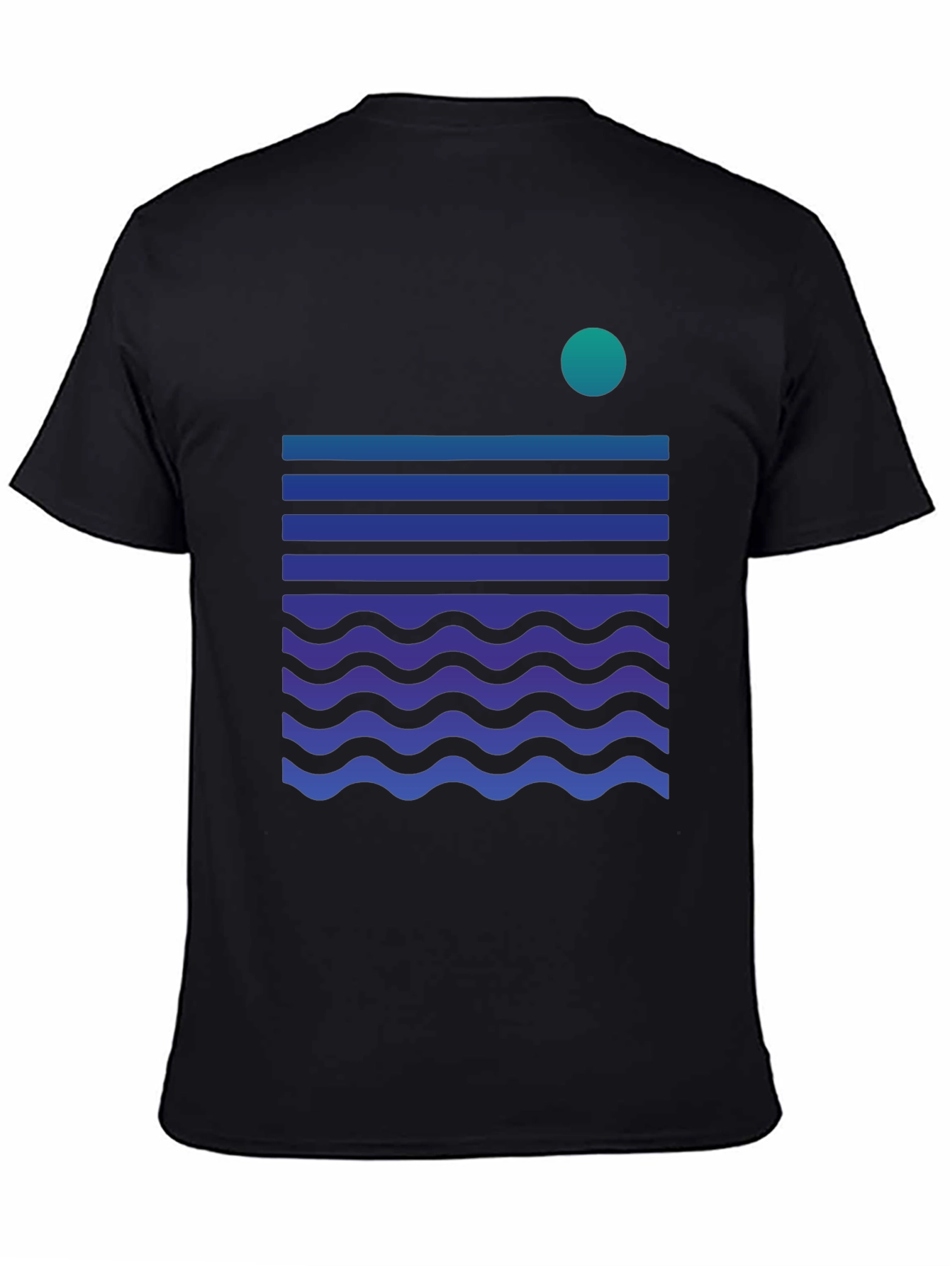 Abstract Ocean Wave Graphic Tee - Black