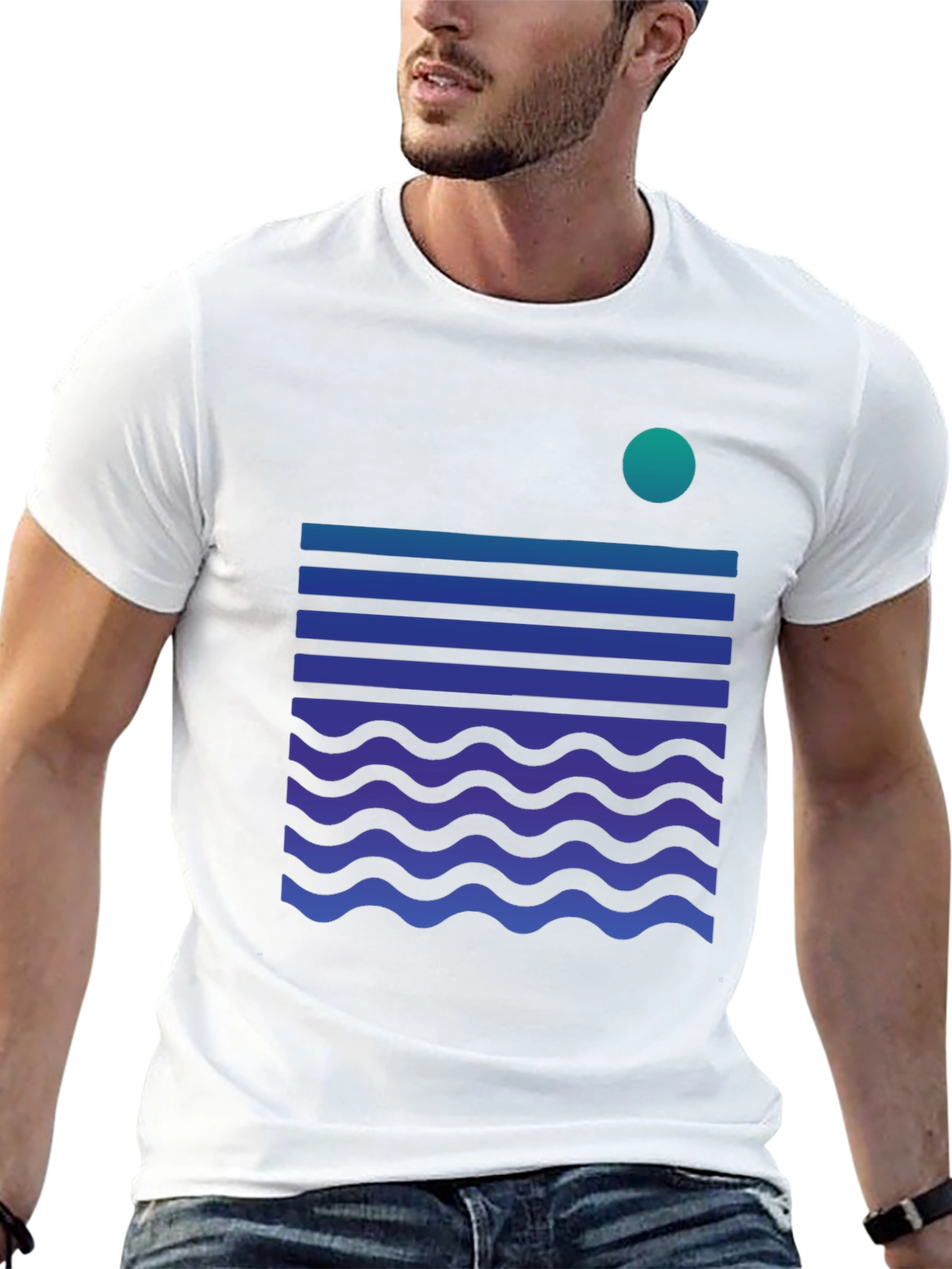 Abstract Ocean Wave Graphic Tee - Black