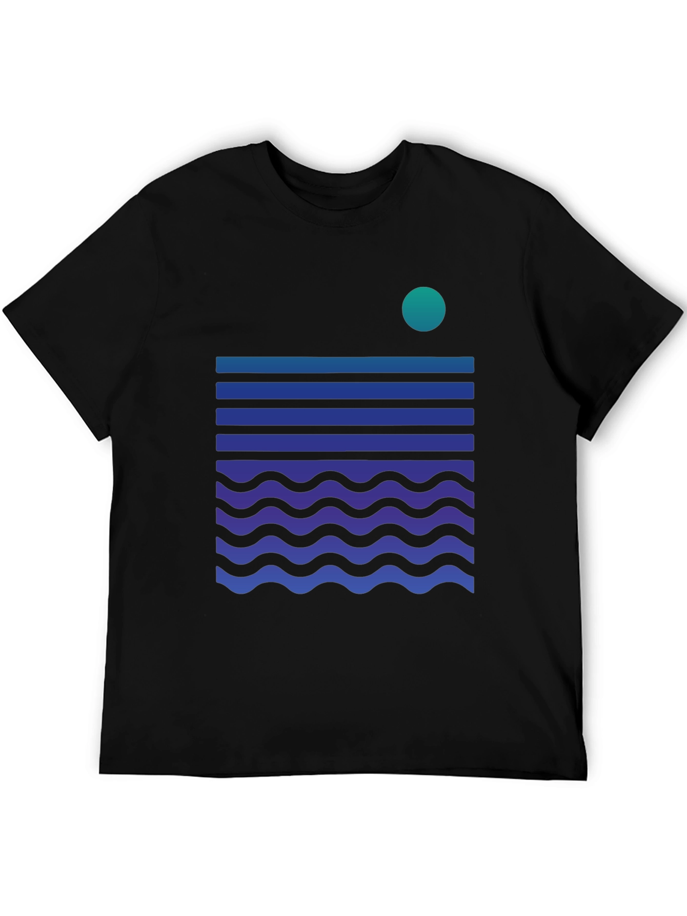 Abstract Ocean Wave Graphic Tee - Black