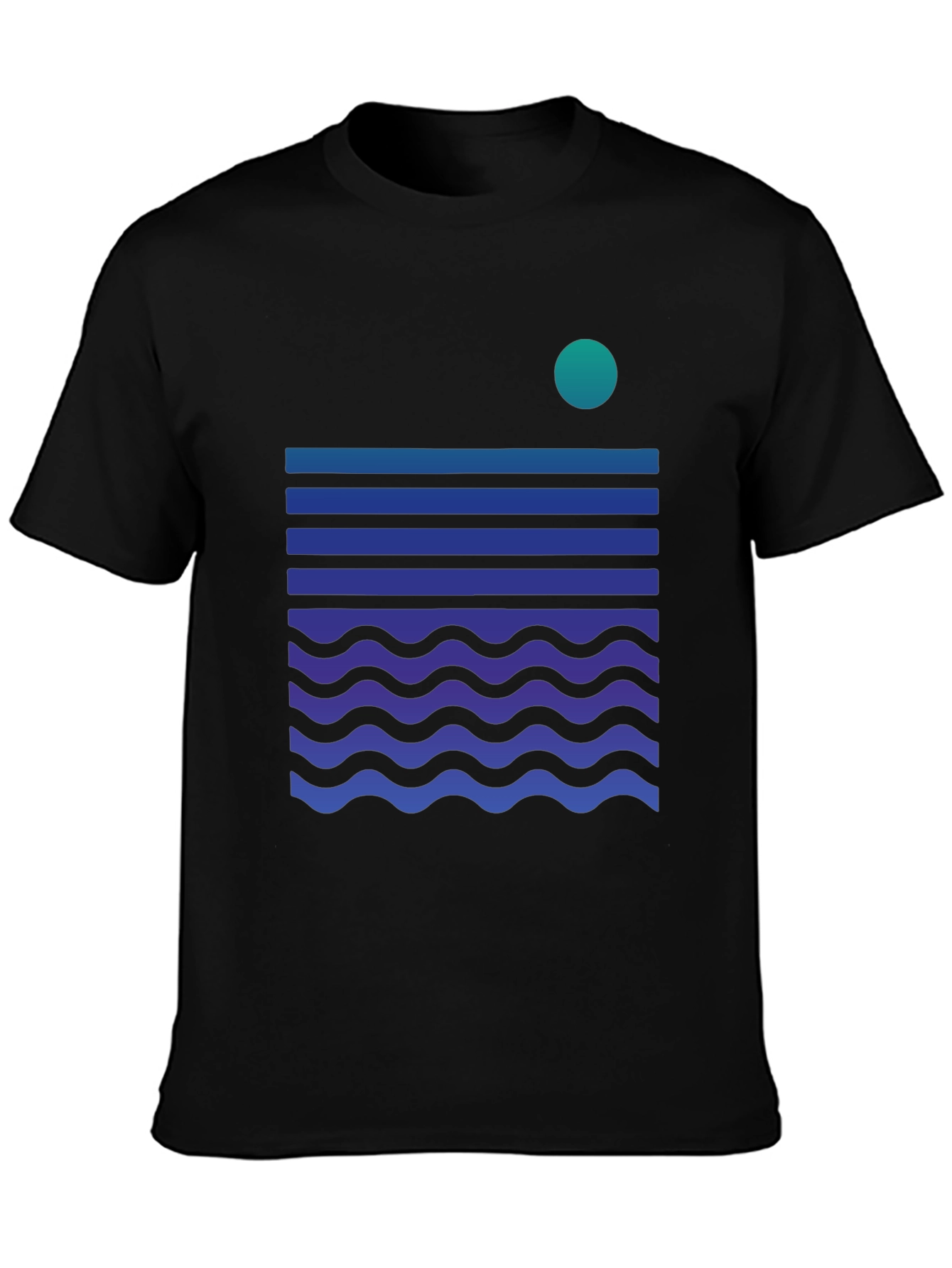 Abstract Ocean Wave Graphic Tee - Black