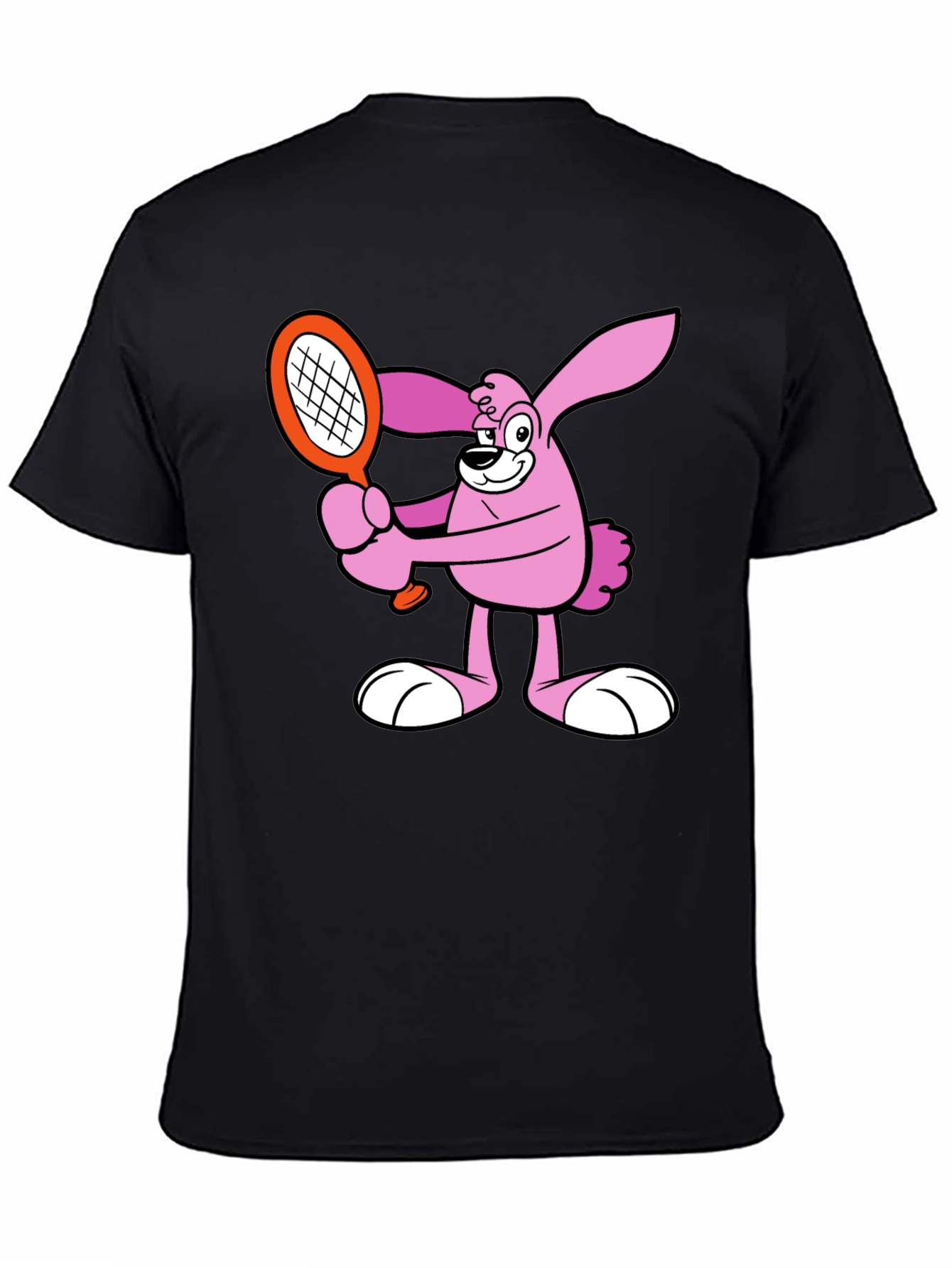 Cartoon Bunny Tennis Player Graphic T-Shirt
