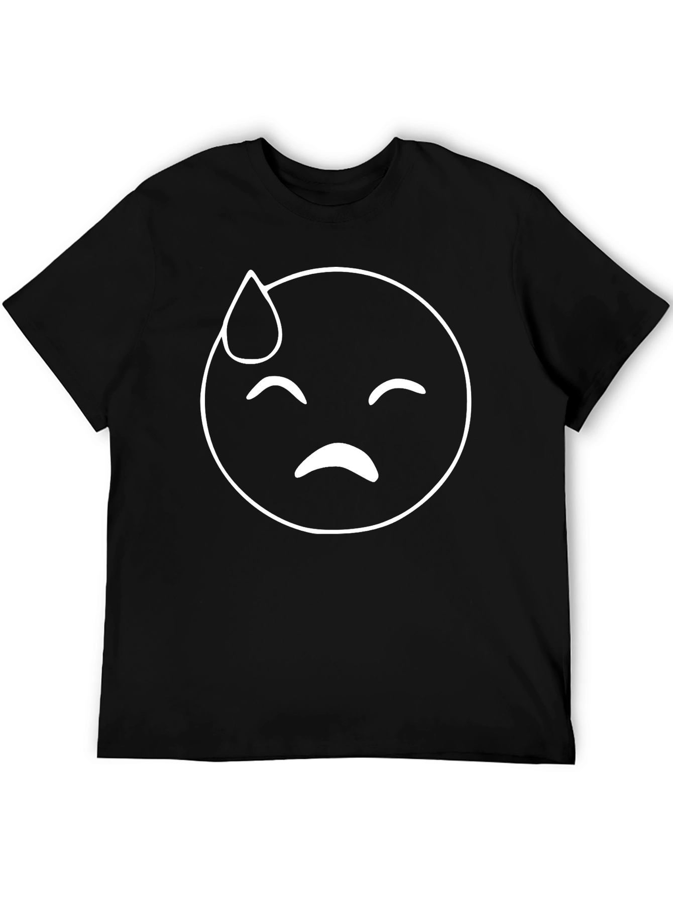 Black Emoji T-Shirt: Sweaty Face