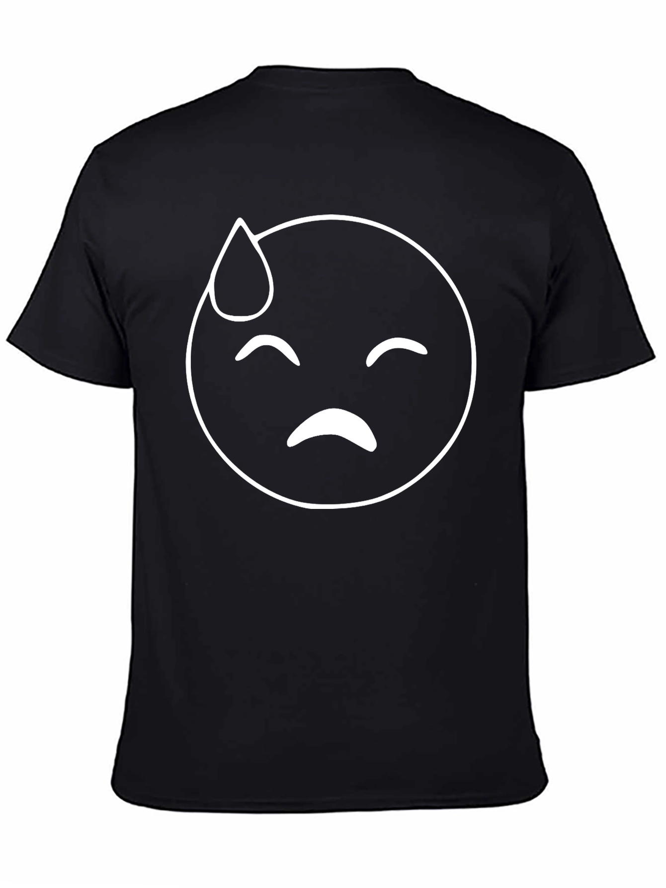 Black Emoji T-Shirt: Sweaty Face