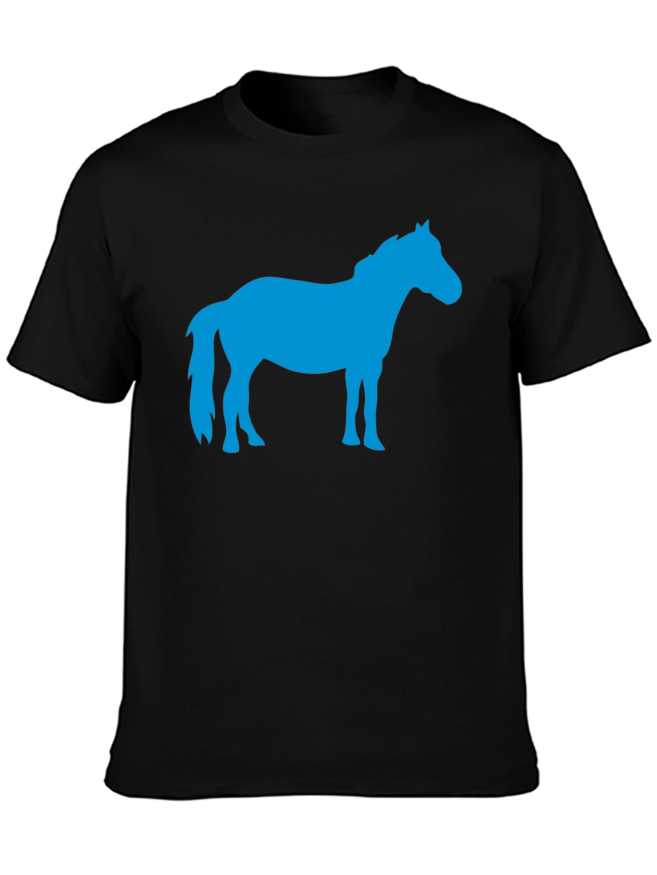 Blue Horse Silhouette Black Graphic Tee