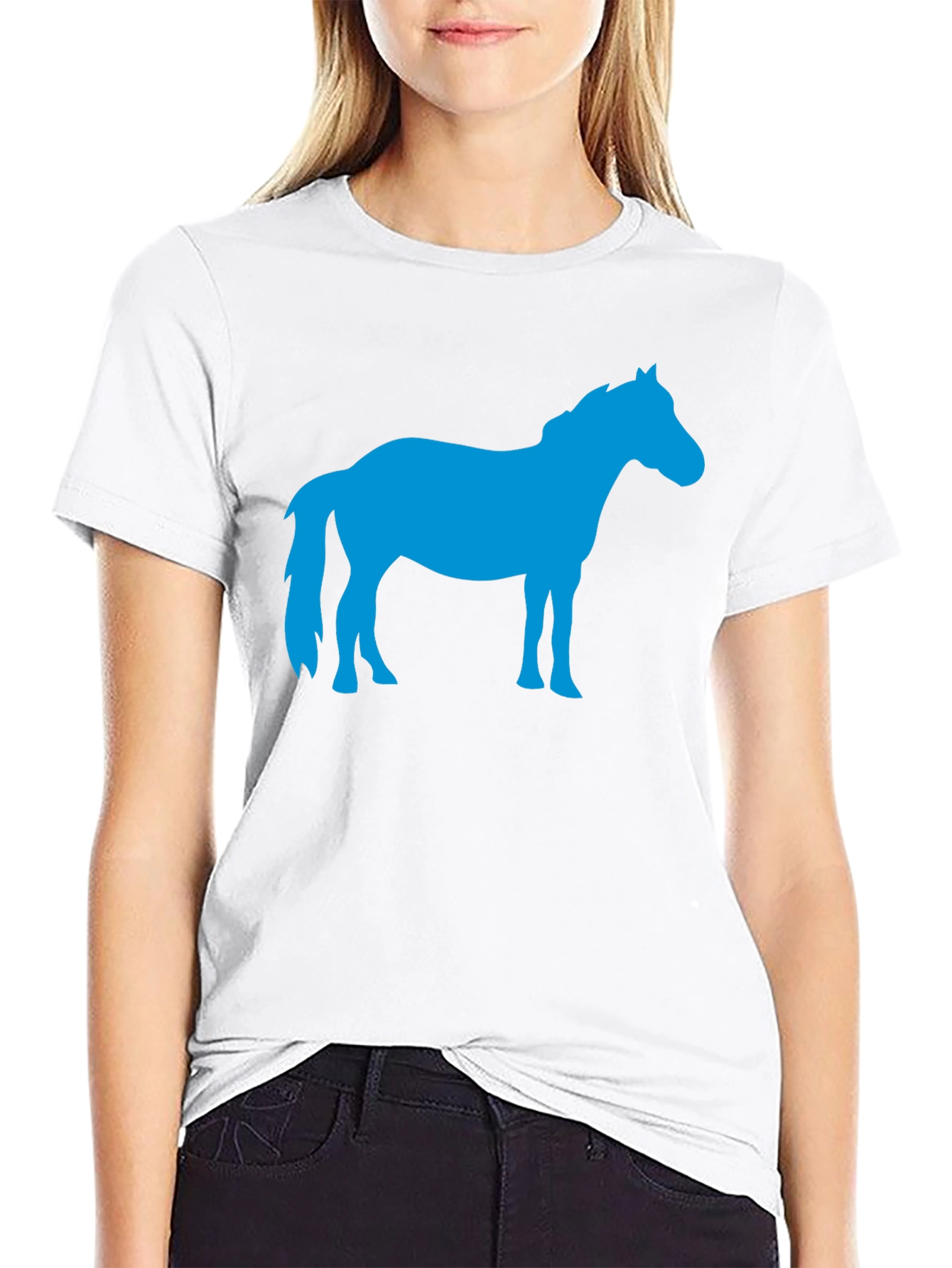 Blue Horse Silhouette Black Graphic Tee