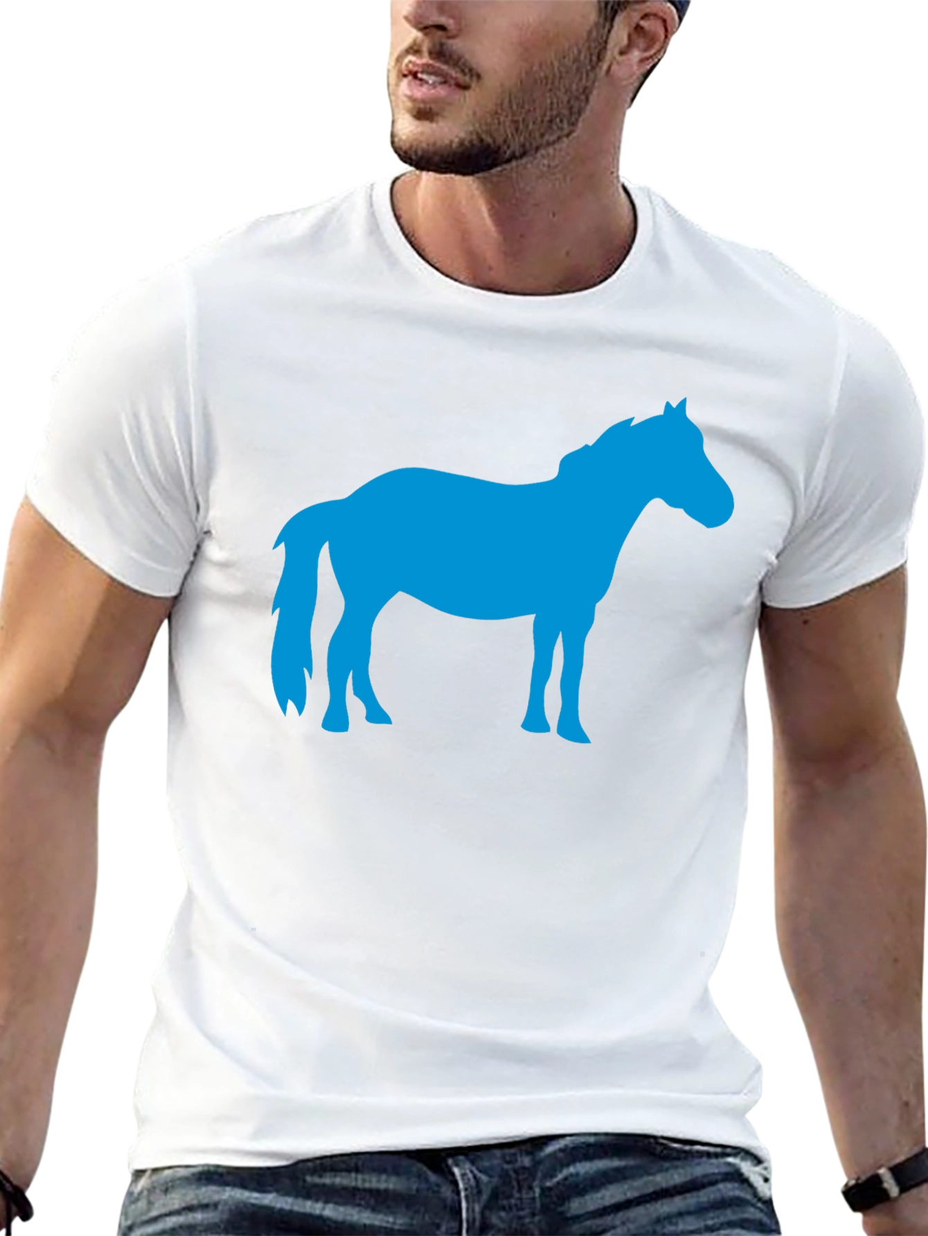 Blue Horse Silhouette Black Graphic Tee