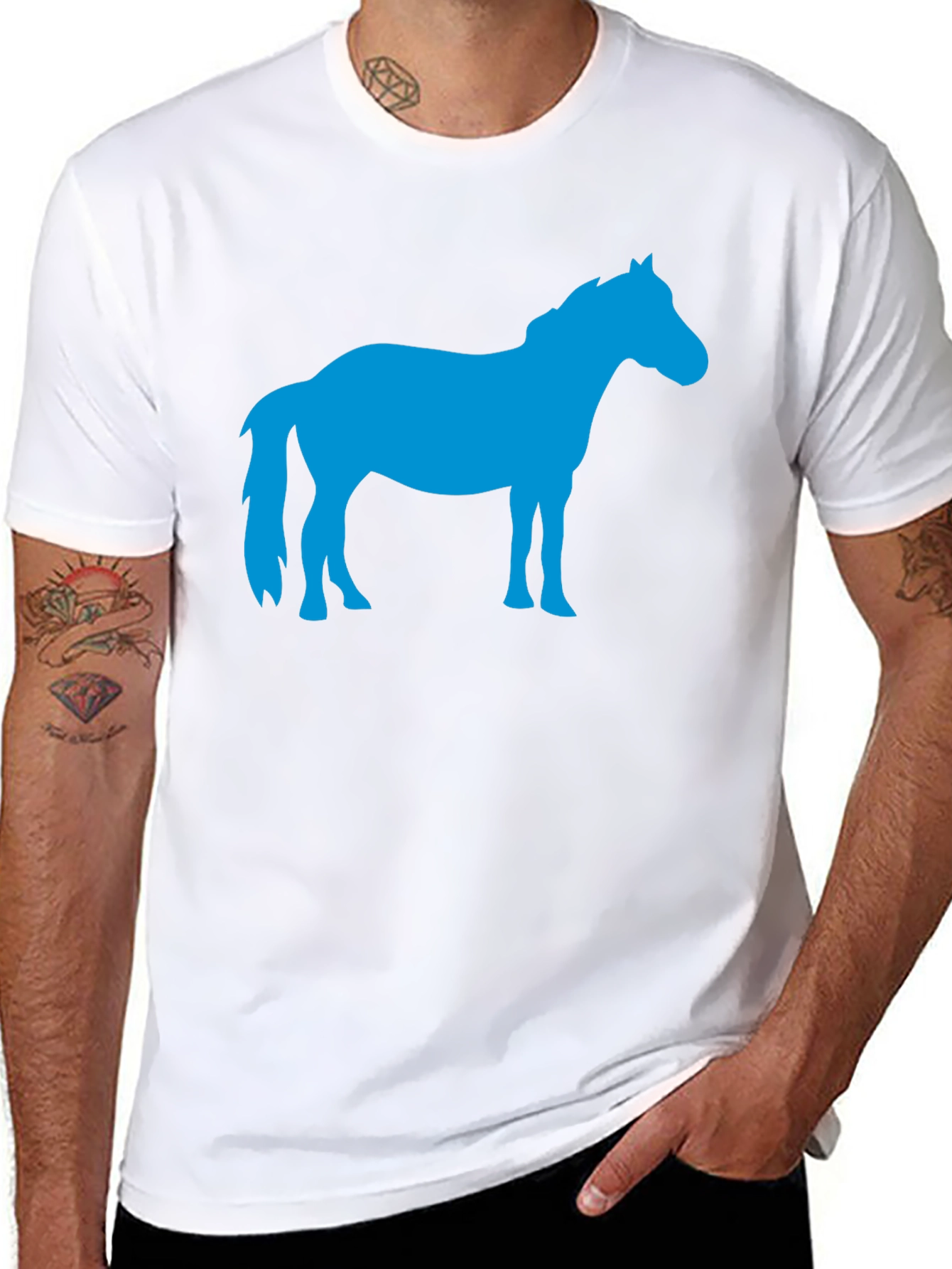 Blue Horse Silhouette Black Graphic Tee