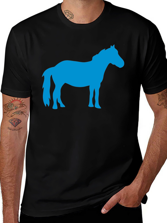 Blue Horse Silhouette Black Graphic Tee