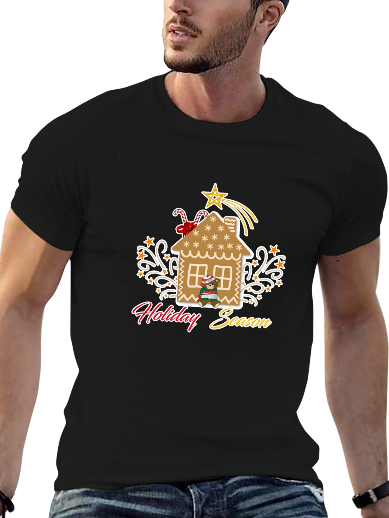 Holiday Season Gingerbread House Graphic Tee