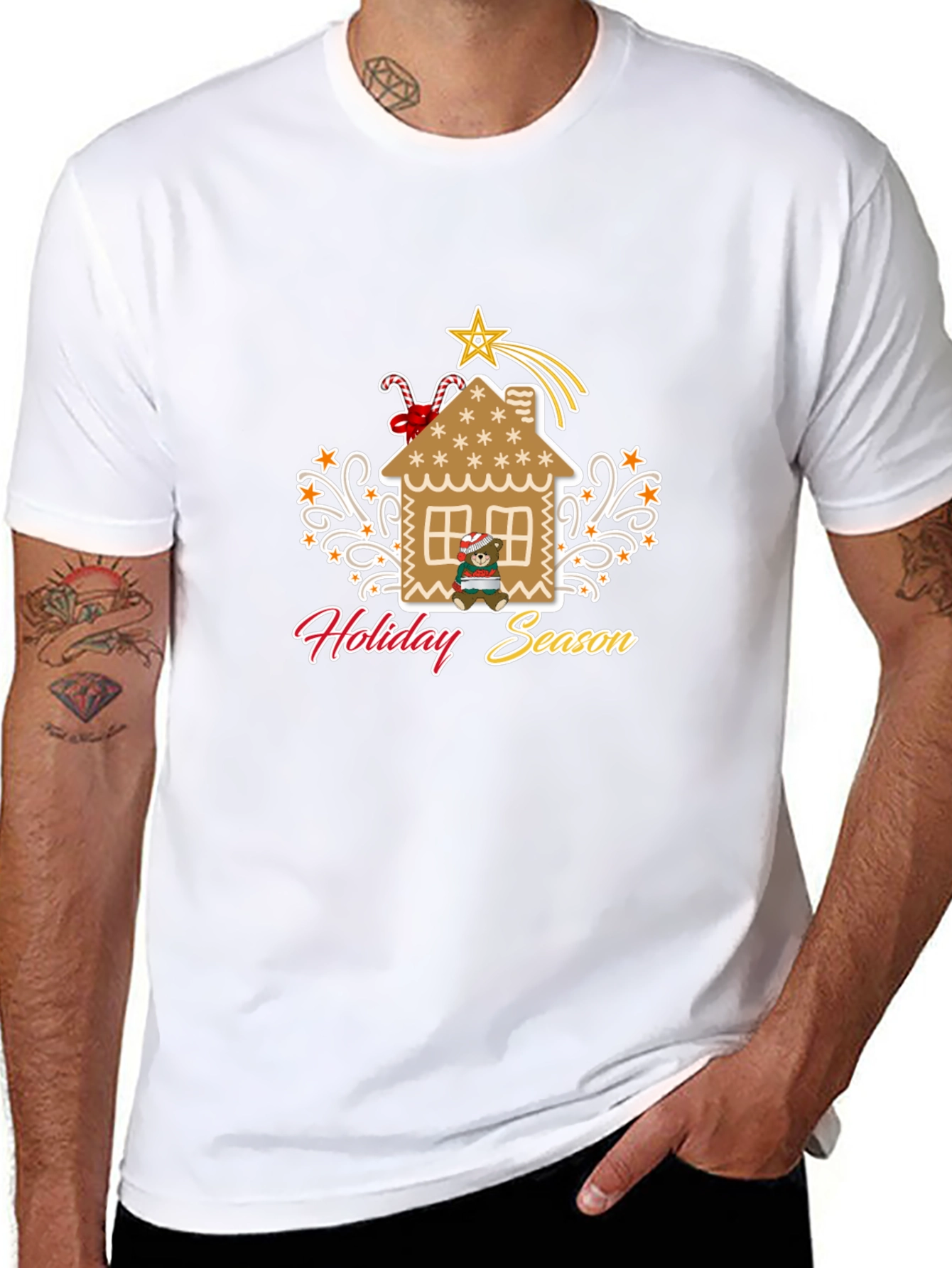 Holiday Season Gingerbread House Graphic Tee