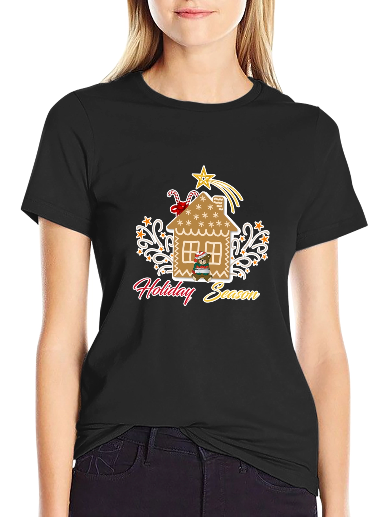Holiday Season Gingerbread House Graphic Tee