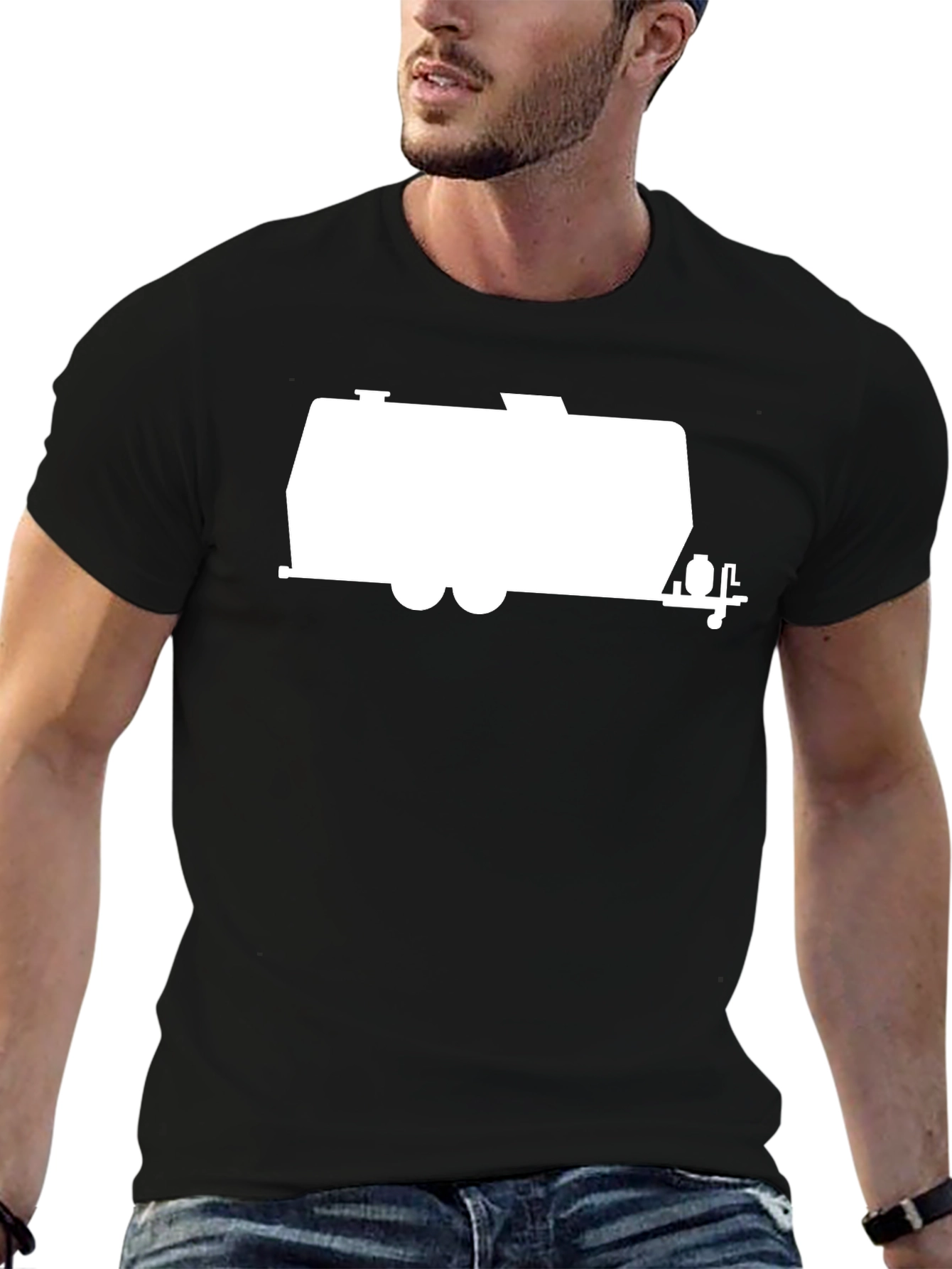 Retro Camper Graphic T-Shirt - Black Cotton Tee