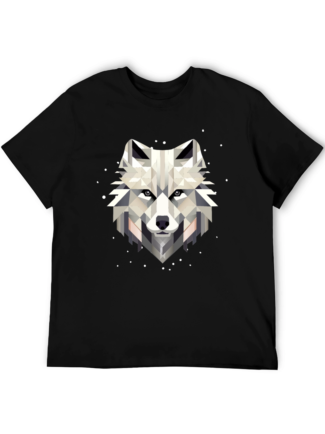 Geometric Wolf Graphic Black T-Shirt