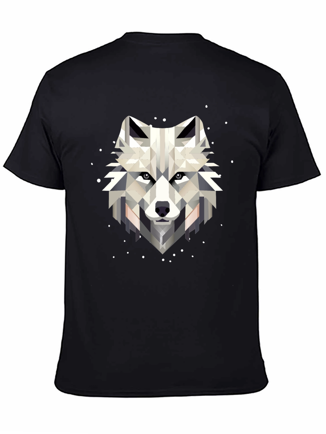 Geometric Wolf Graphic Black T-Shirt