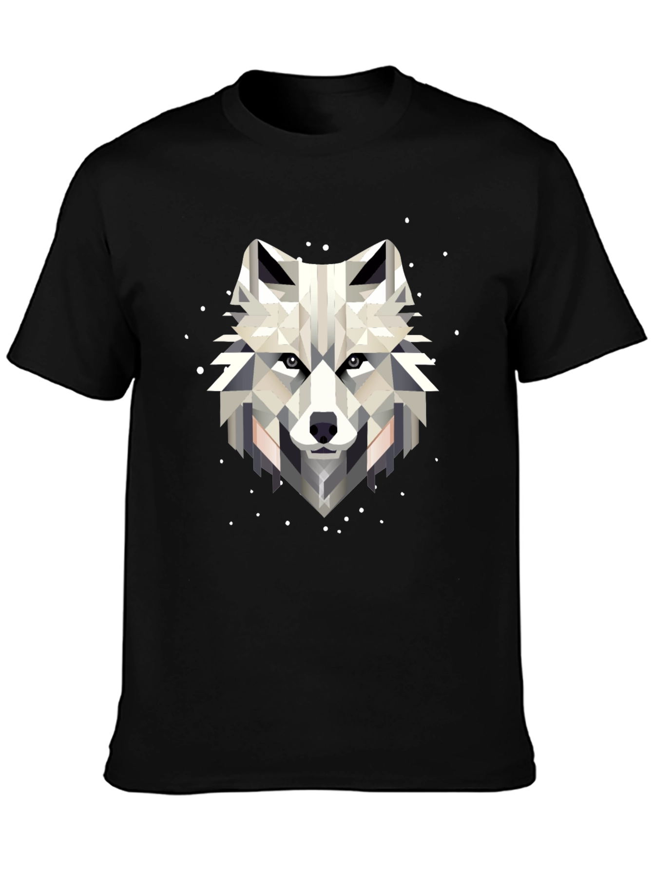 Geometric Wolf Graphic Black T-Shirt