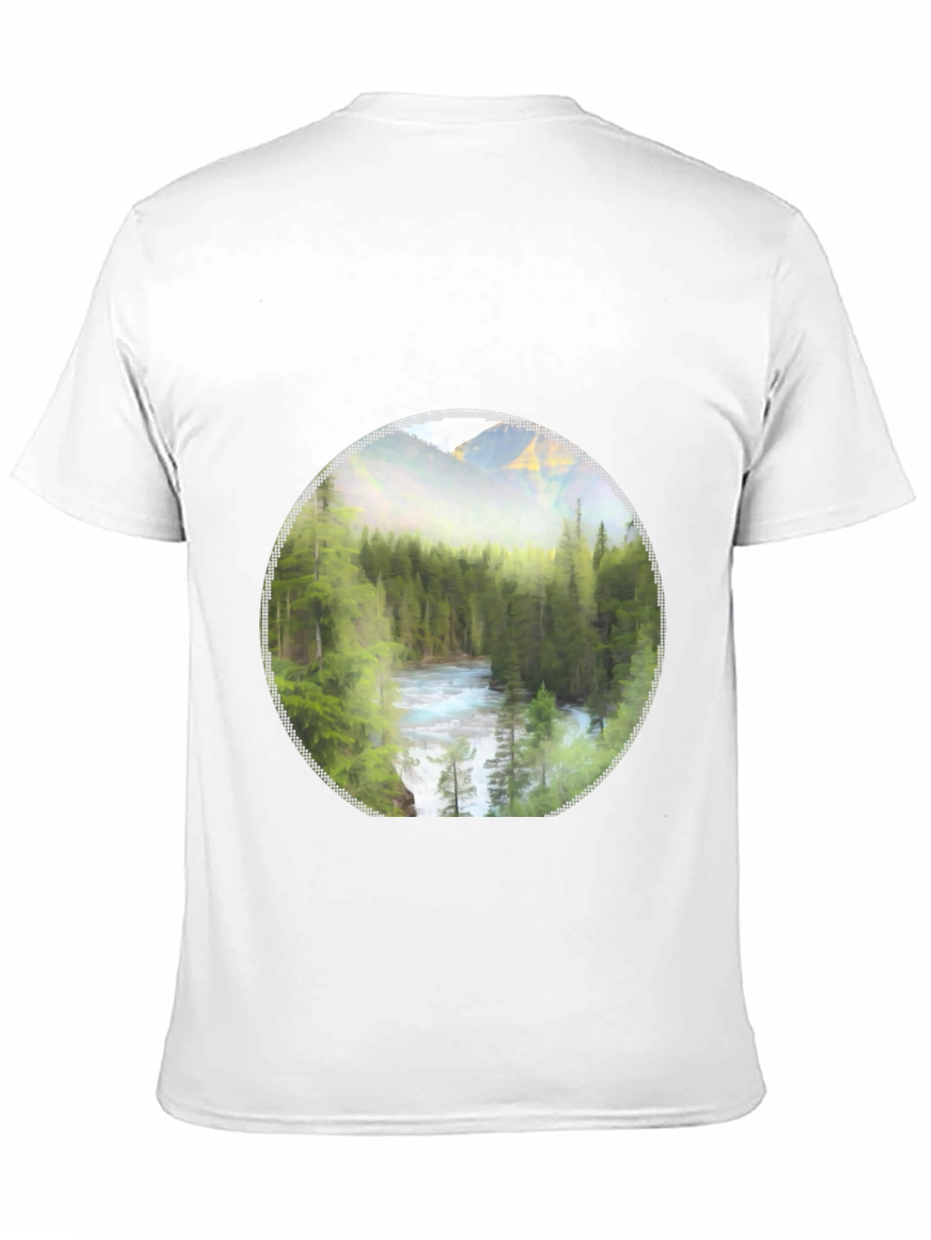 Nature Scene Graphic Tee - Mountain River Print