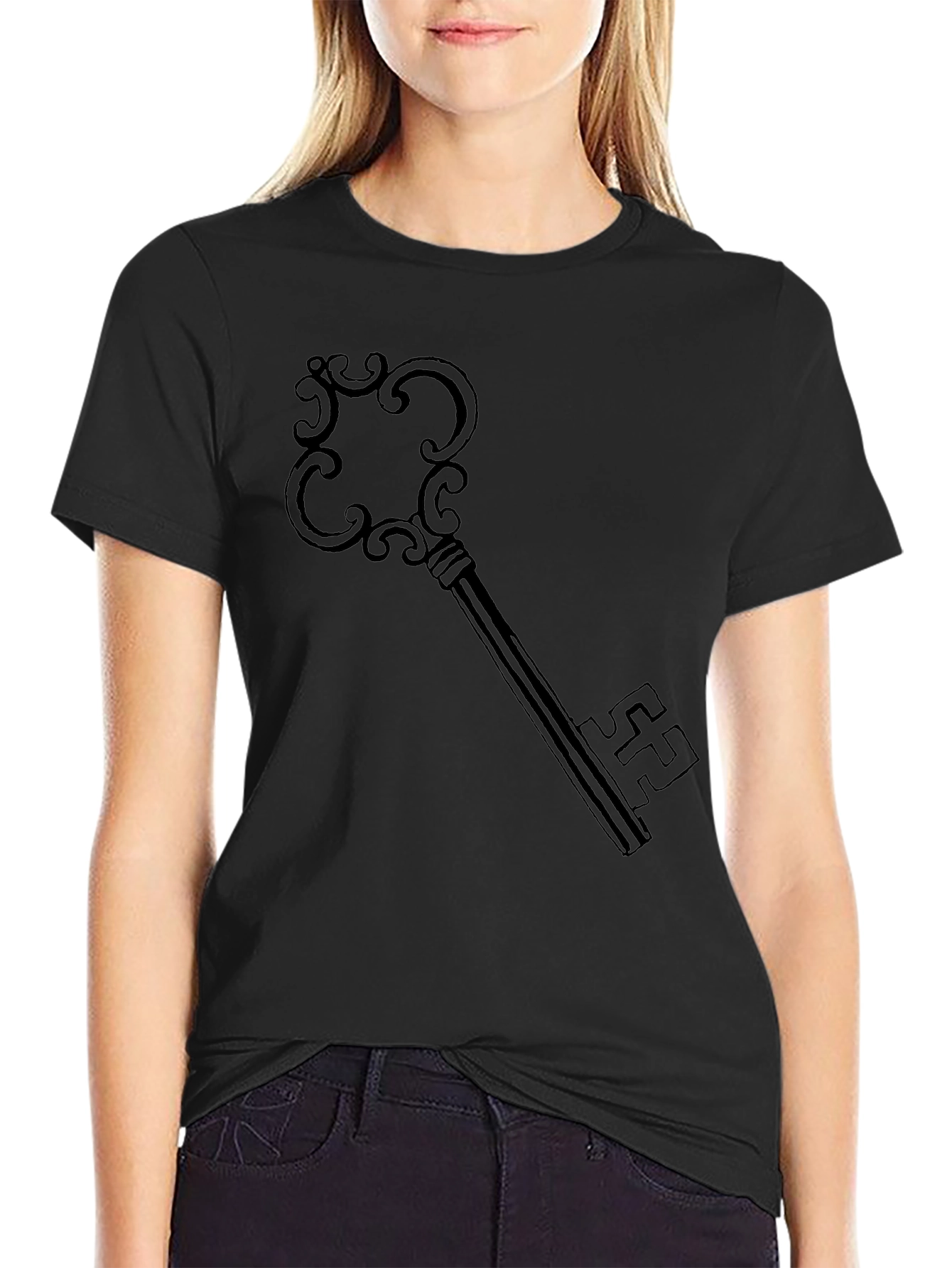 Black T-Shirt with Key Design