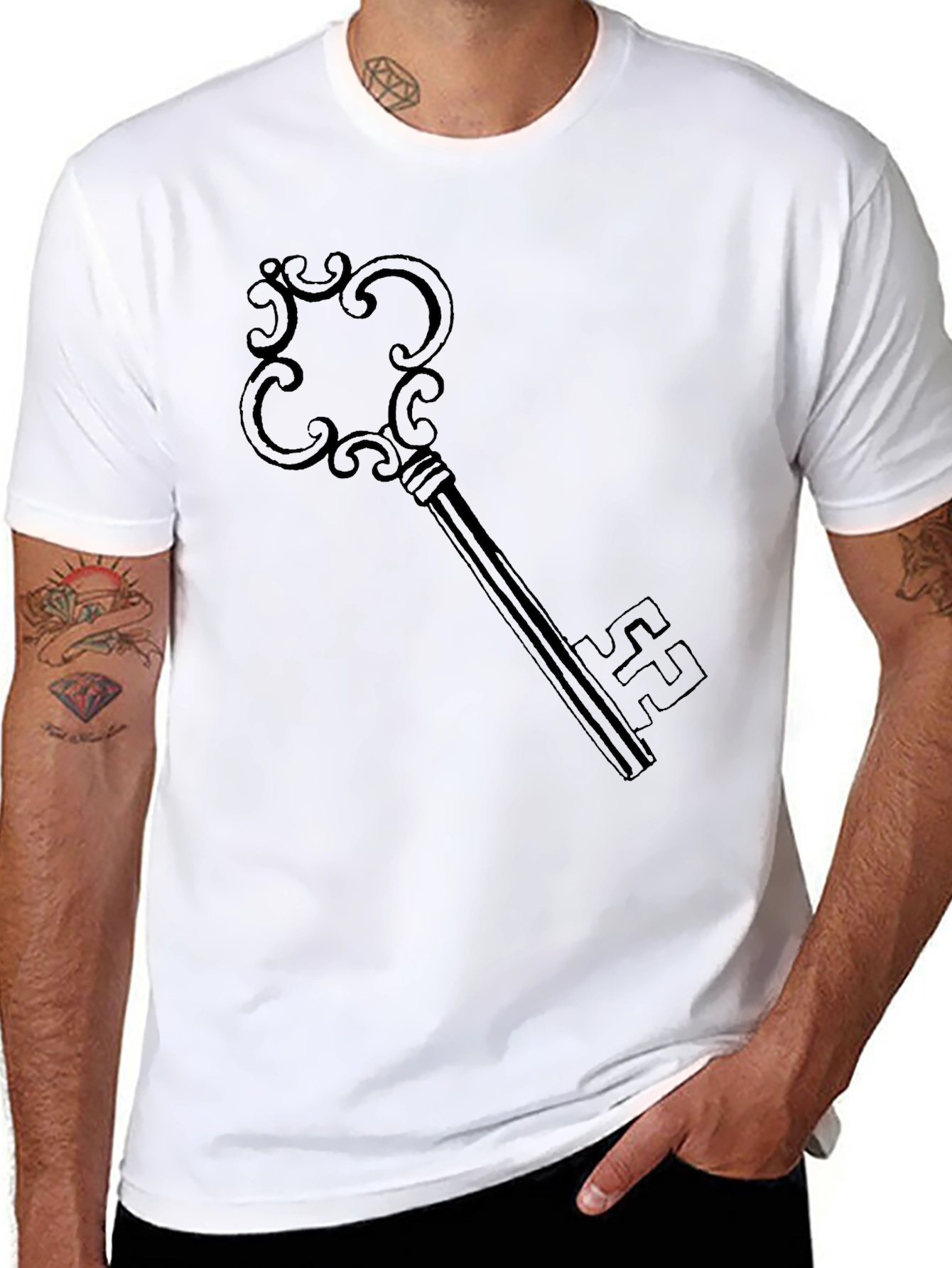 Black T-Shirt with Key Design