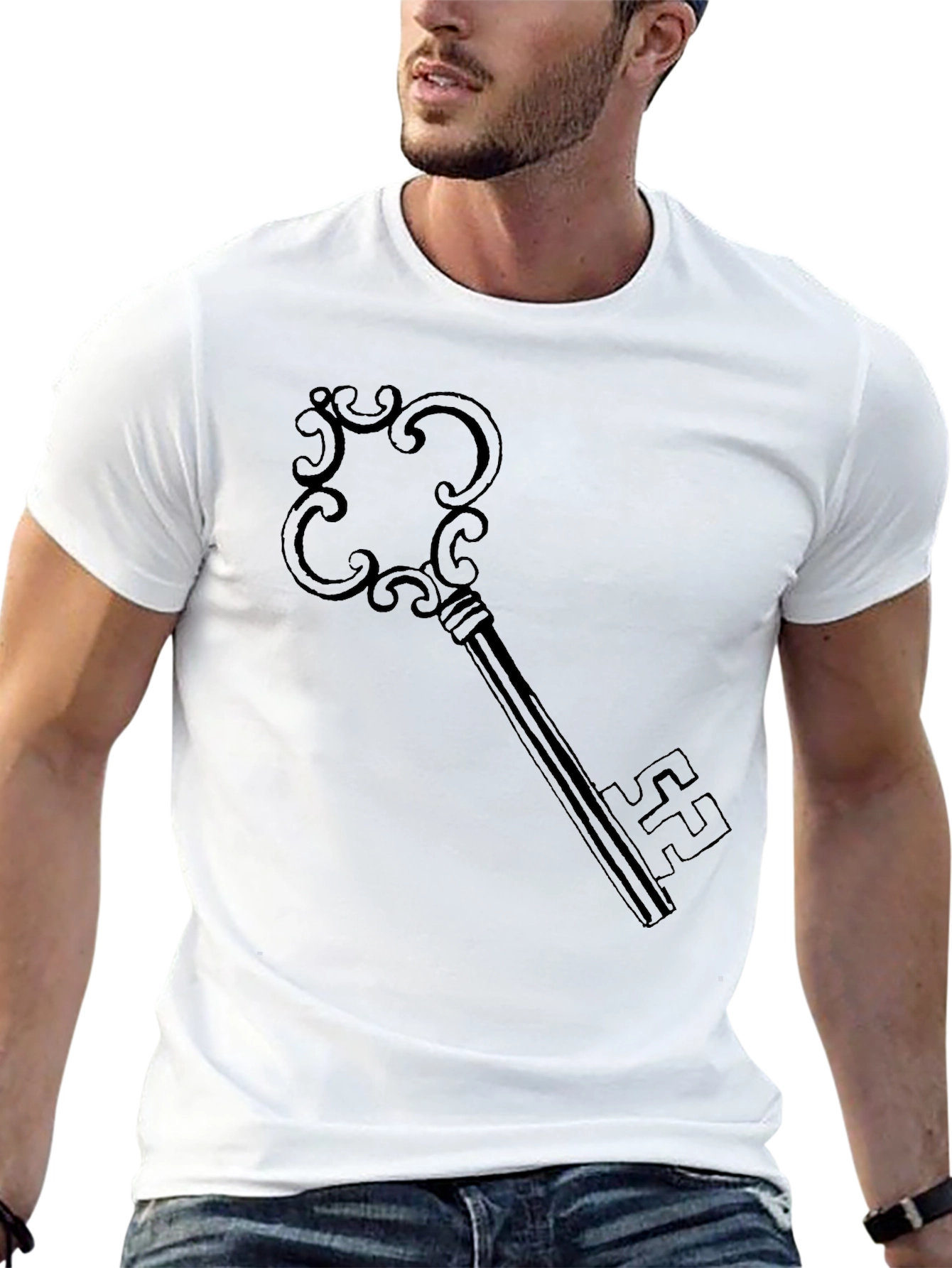 Black T-Shirt with Key Design