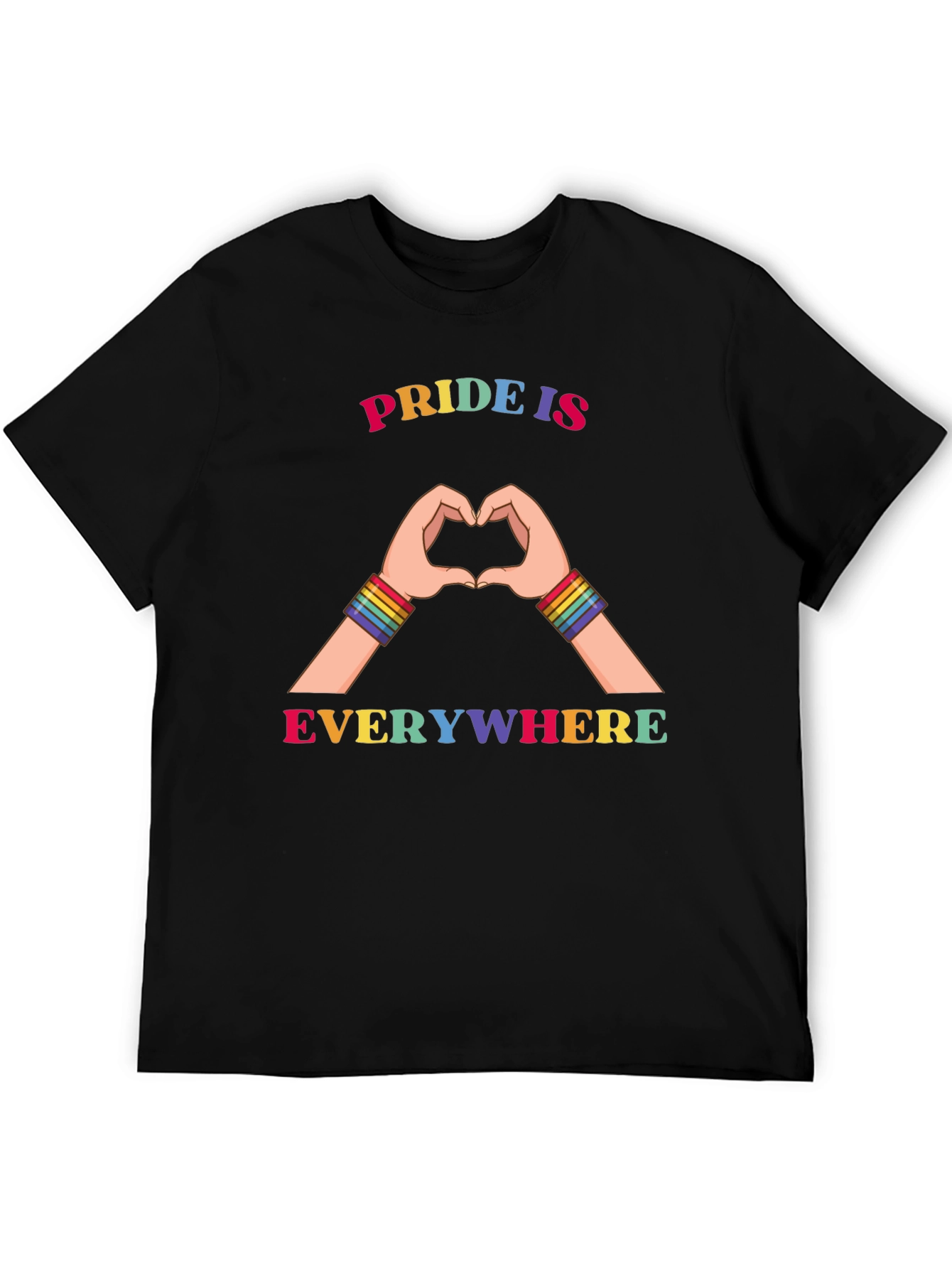 Pride Is Everywhere Rainbow Heart Hands T-Shirt